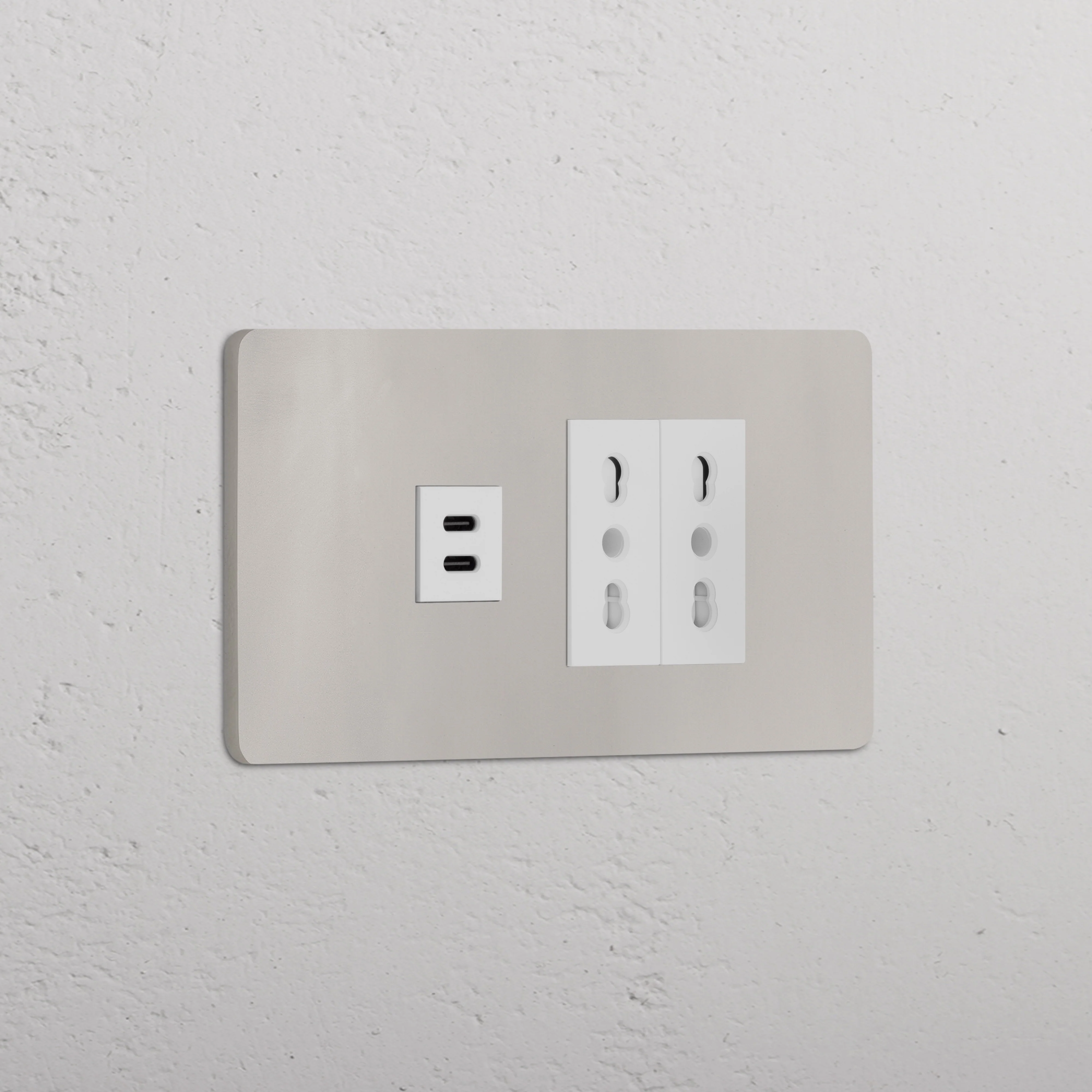 Grove 4-Module USB-C 30W & 2x Bipasso Socket - Polished Nickel | White
