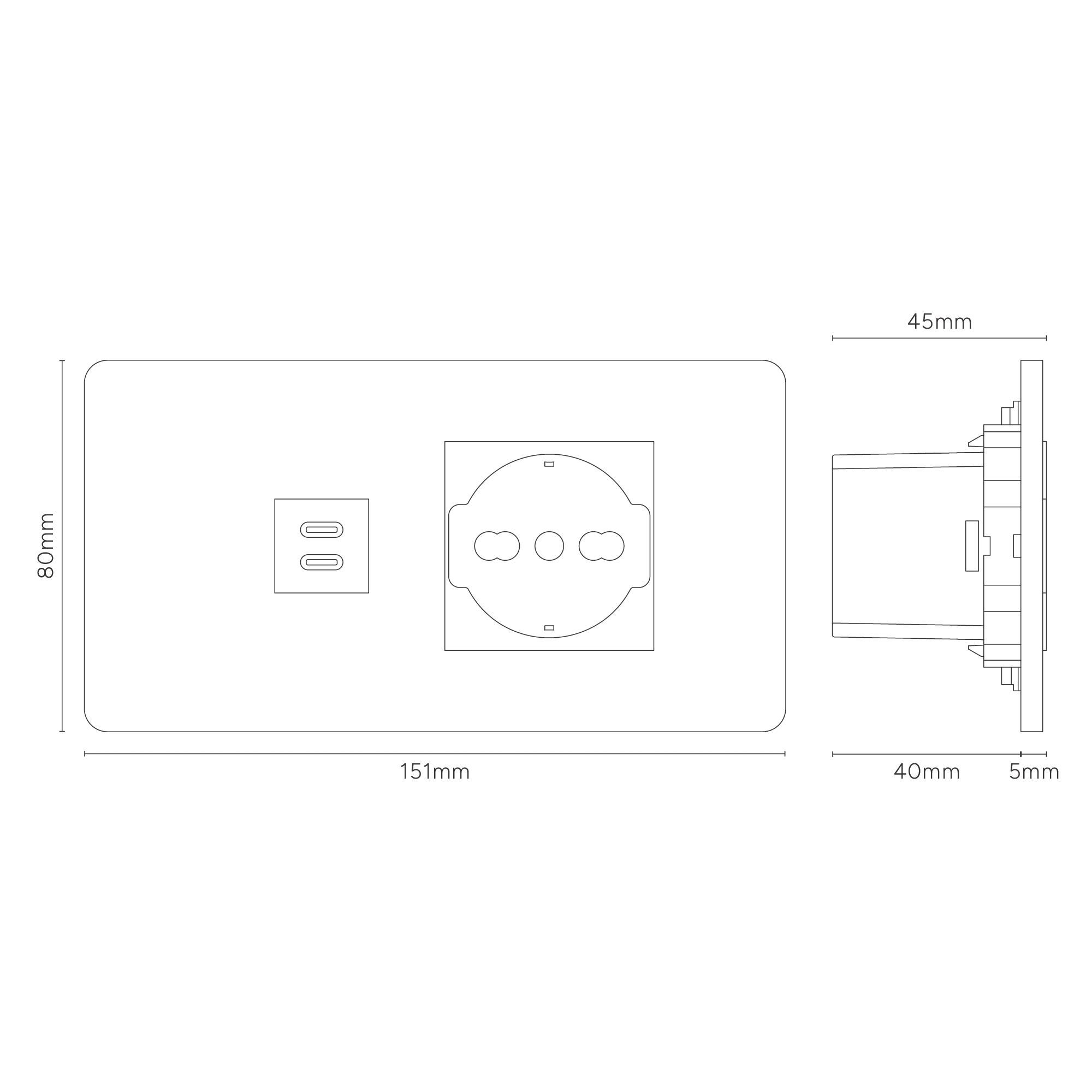 Grove 4-Module USB-C 30W & Schuko/Bipasso Socket - Polished Nickel | Black - Image 3