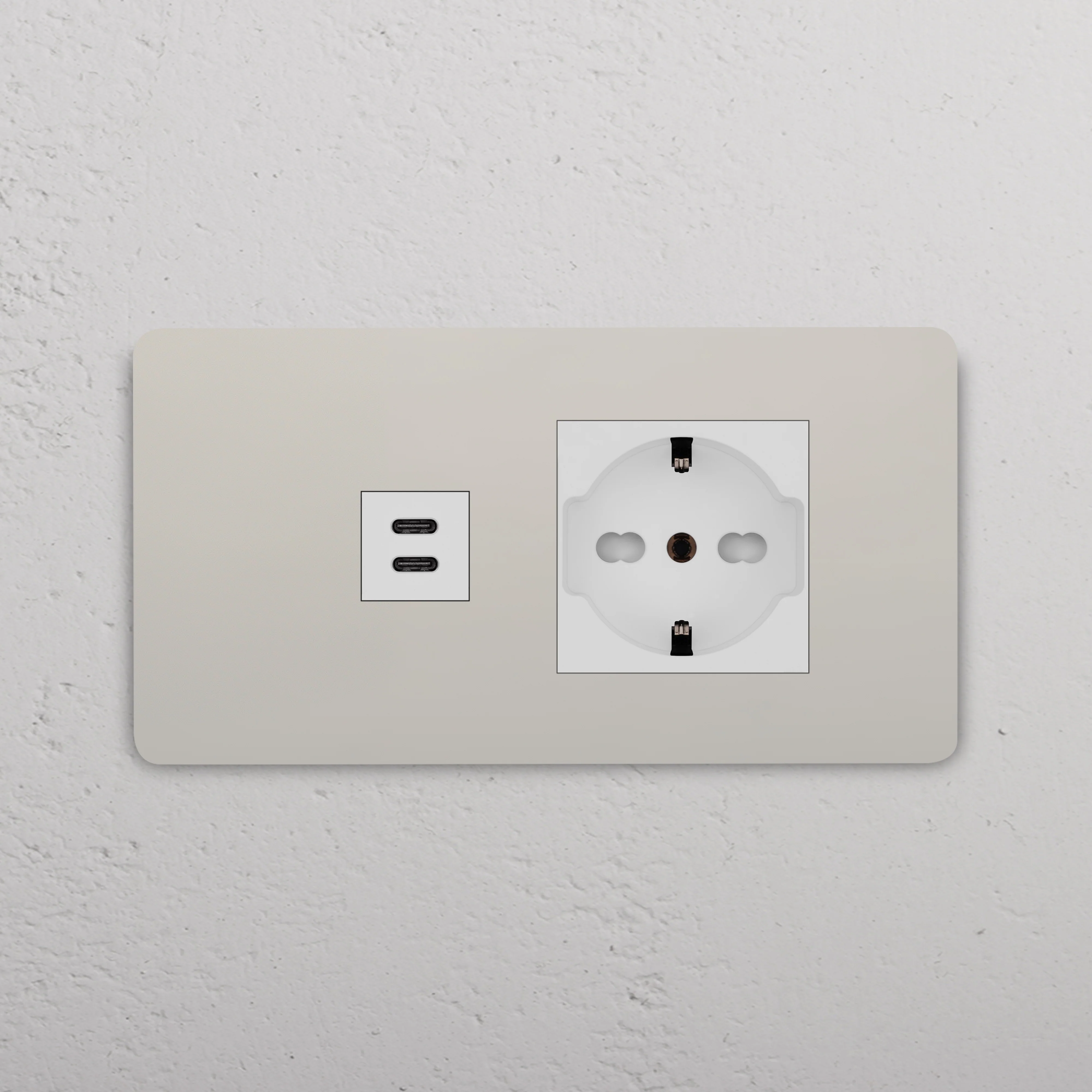 Grove 4-Module USB-C 30W & Schuko/Bipasso Socket - Polished Nickel | White - Image 2