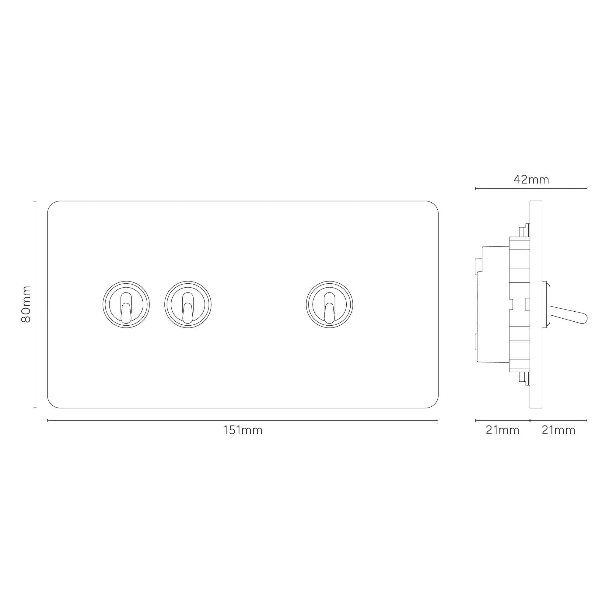 Grove Double 2+1 Toggle Switch - Bronze - Image 3