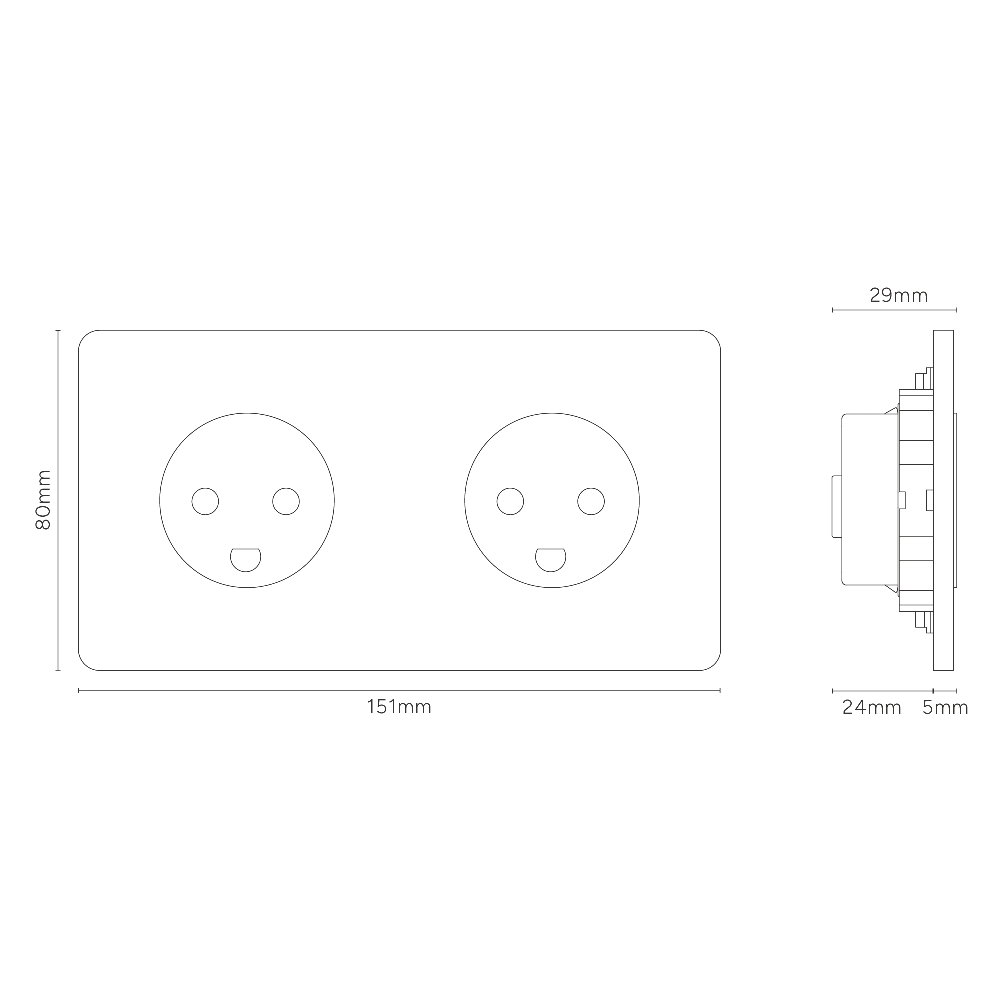 Grove Double 2x Danish Type K Socket - Antique Brass | Black - Image 3