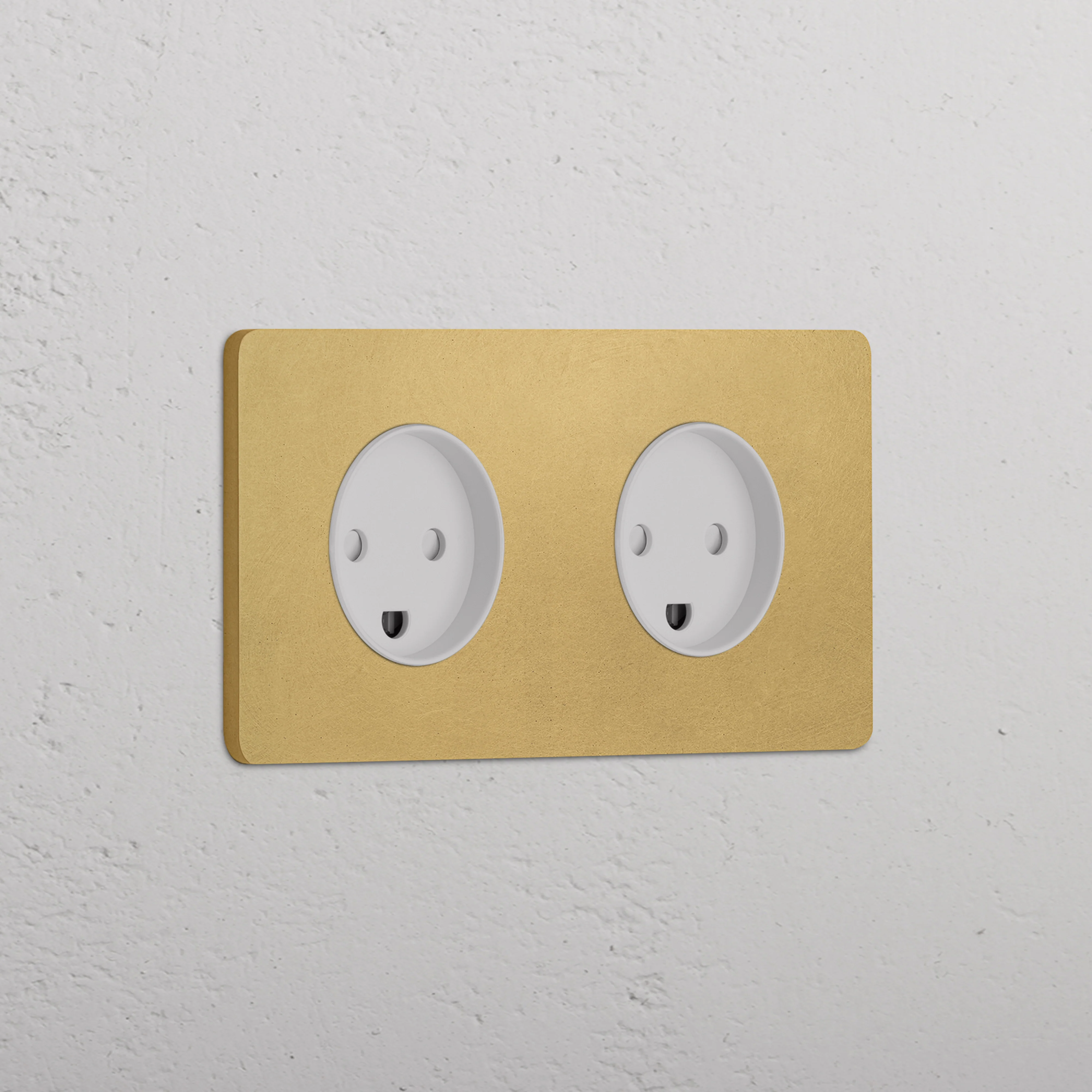 Grove Double 2x Danish Type K Socket - Antique Brass | White