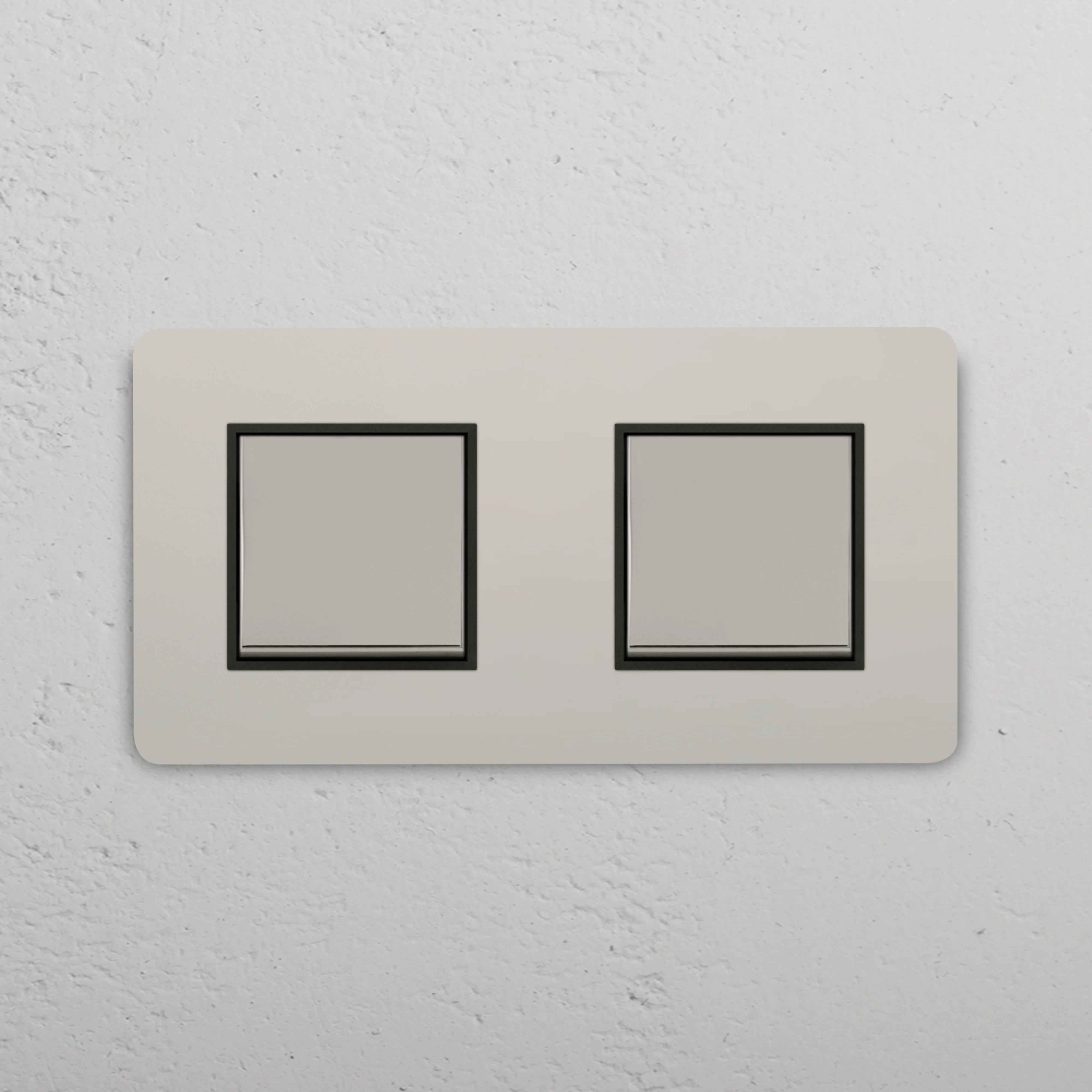 Grove Double 2x Rocker Switch - Polished Nickel | Black - Image 2