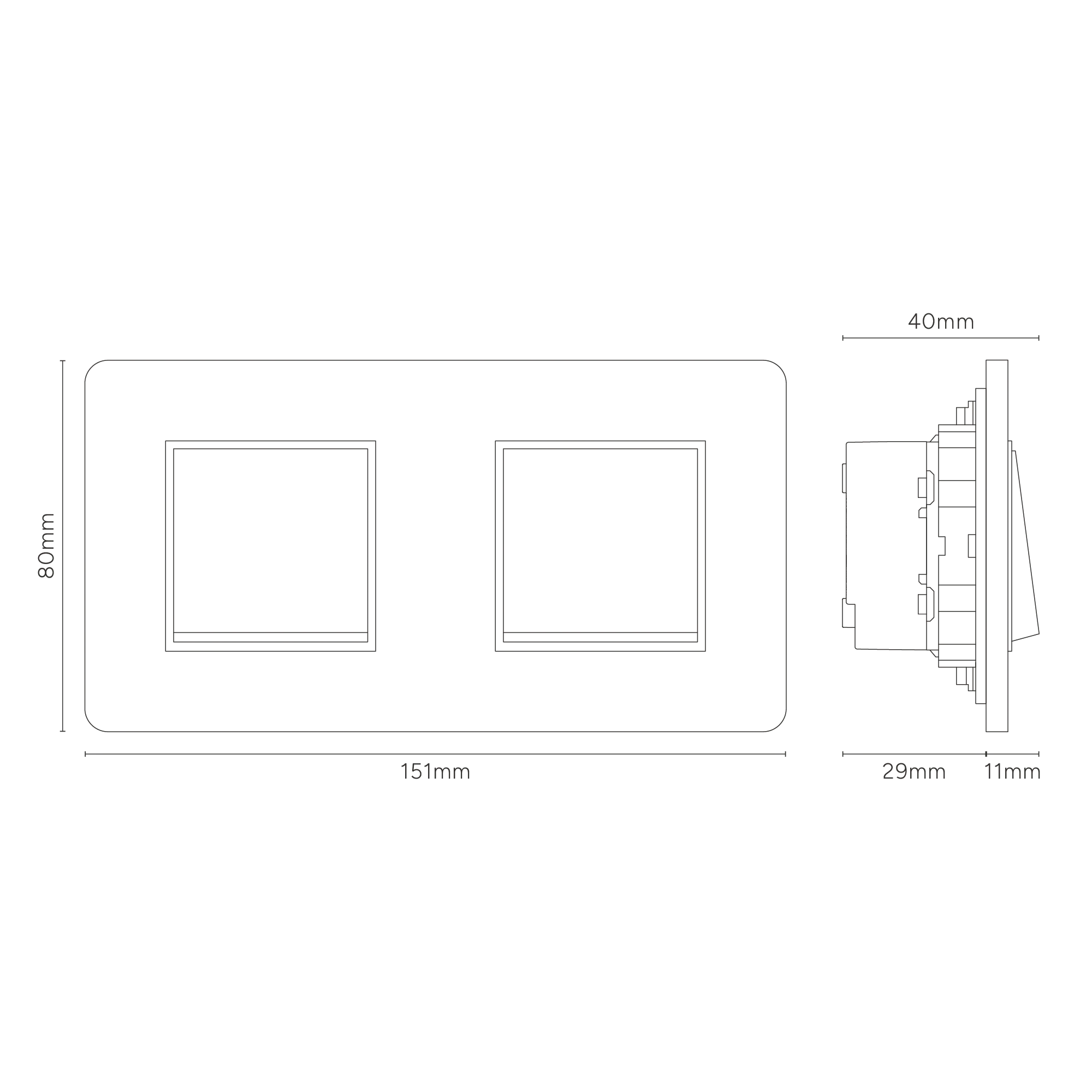 Grove Double 2x Rocker Switch - Polished Nickel | Black - Image 3