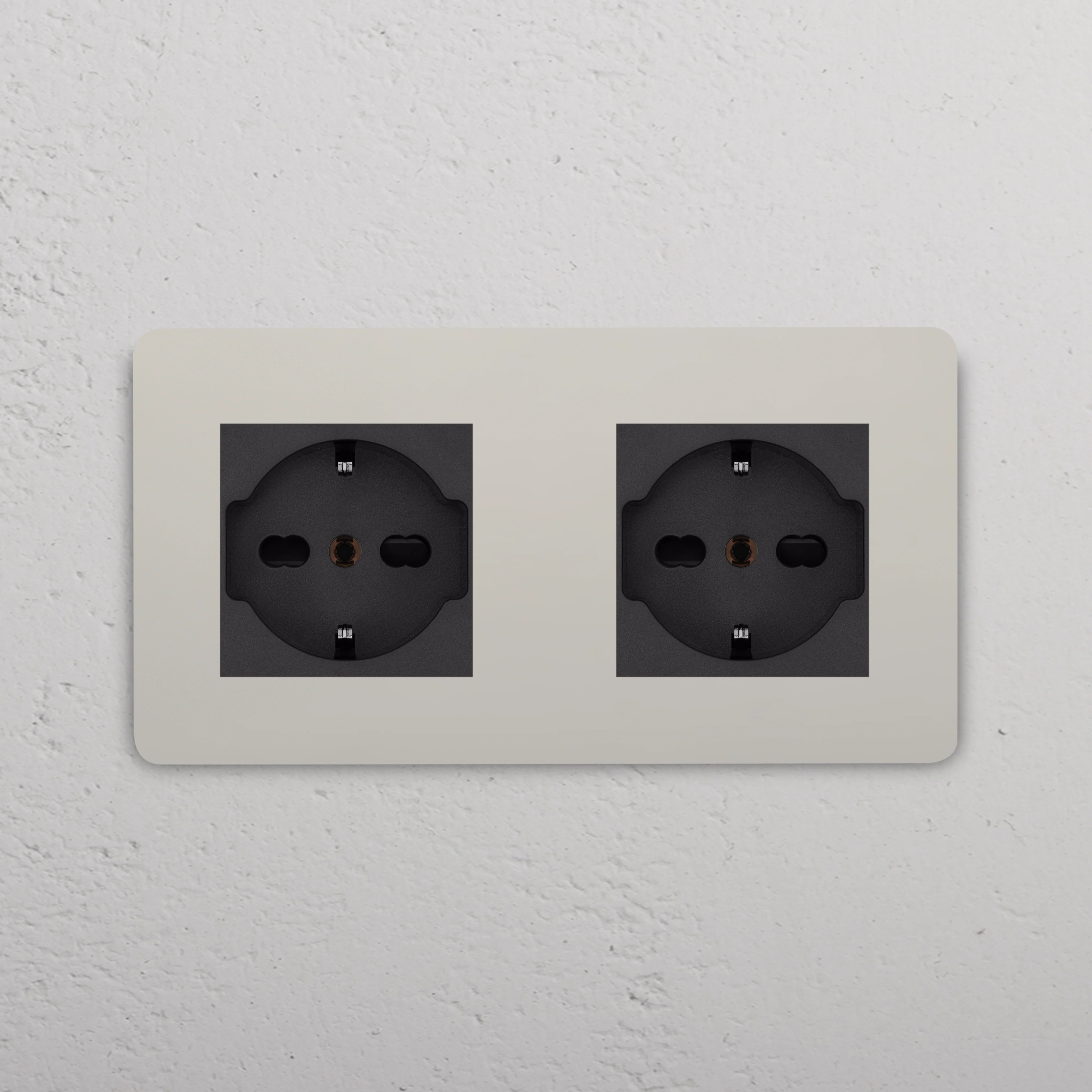 Grove Double 2x Schuko/Bipasso Socket - Polished Nickel | Black - Image 2