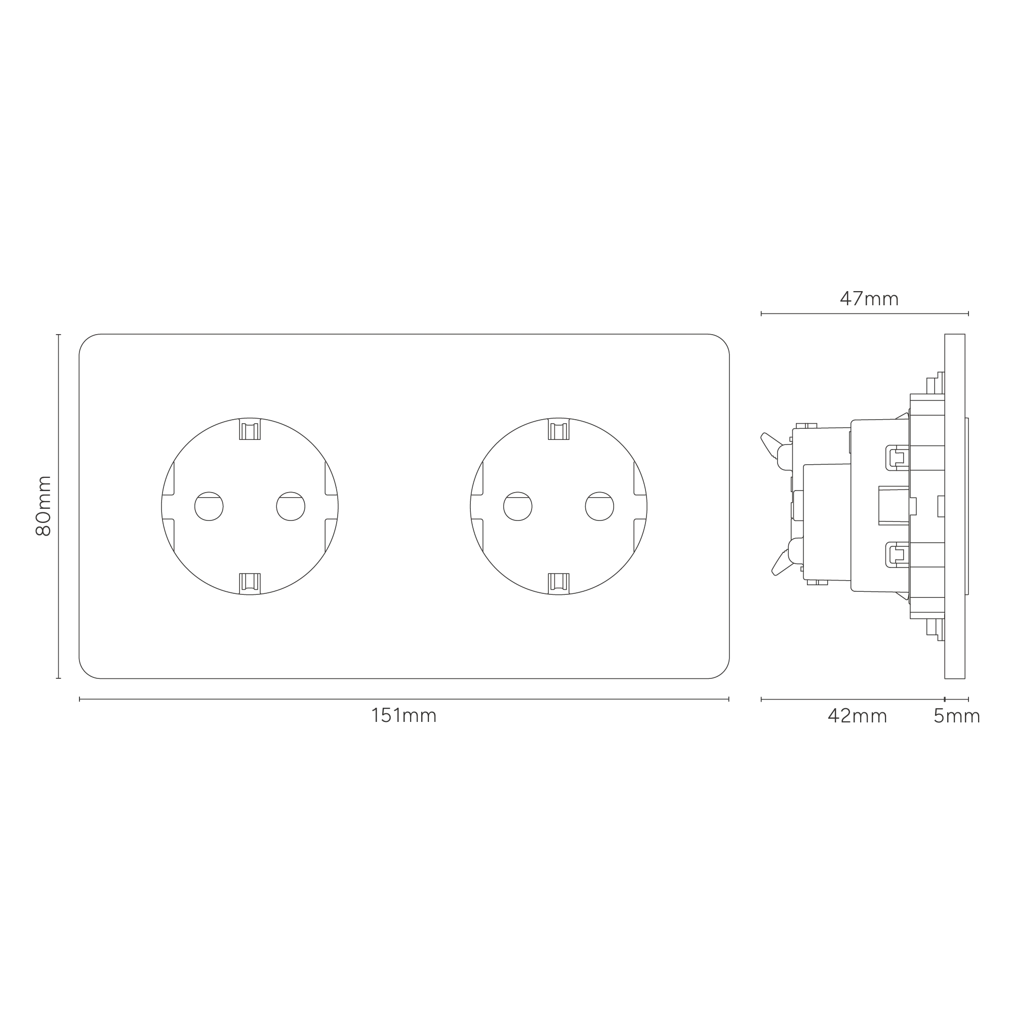 Grove Double 2x Schuko Type F Socket - Antique Brass | Black - Image 3