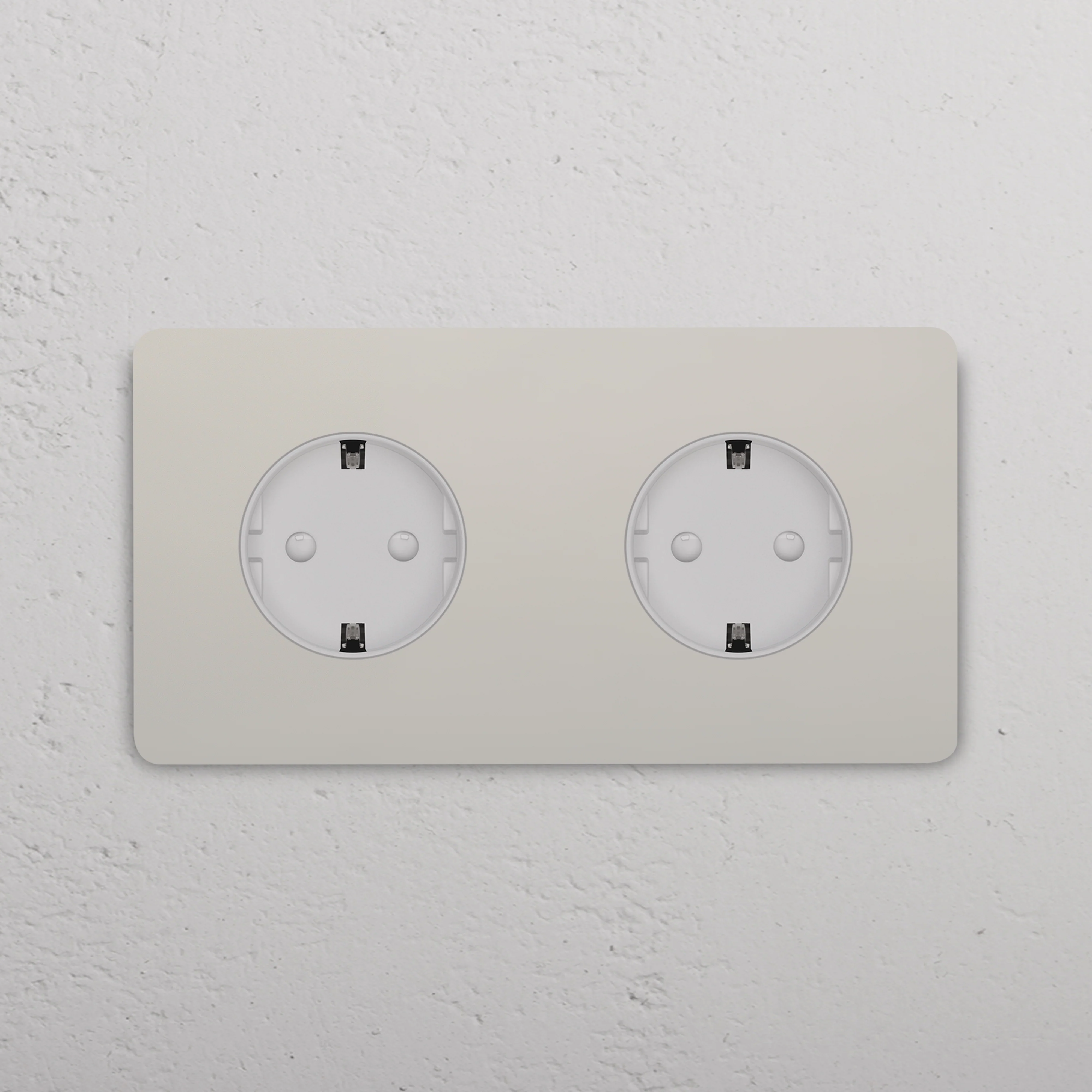 Grove Double 2x Schuko Type F Socket - Polished Nickel | White - Image 2