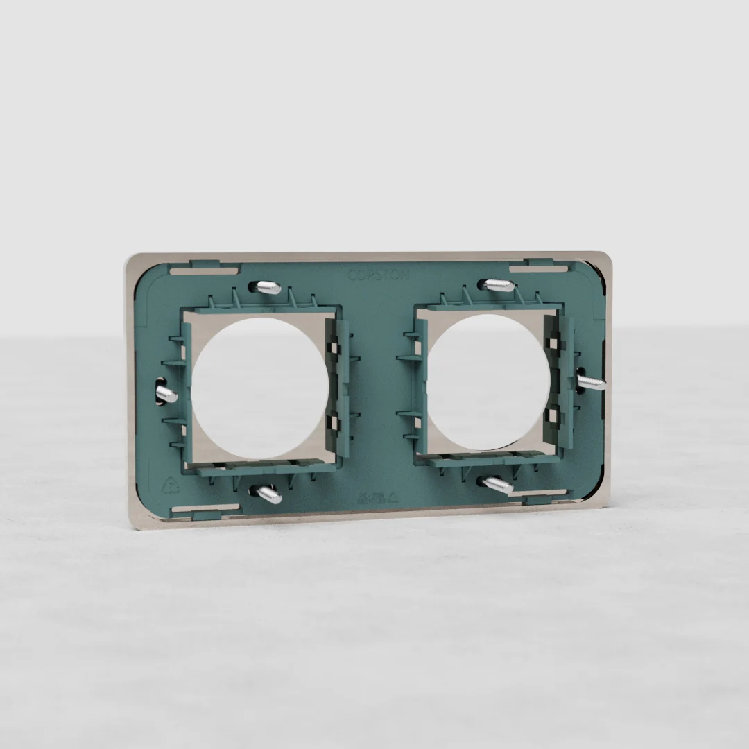 Grove Double 2x Socket Plate - Polished Nickel - Image 2