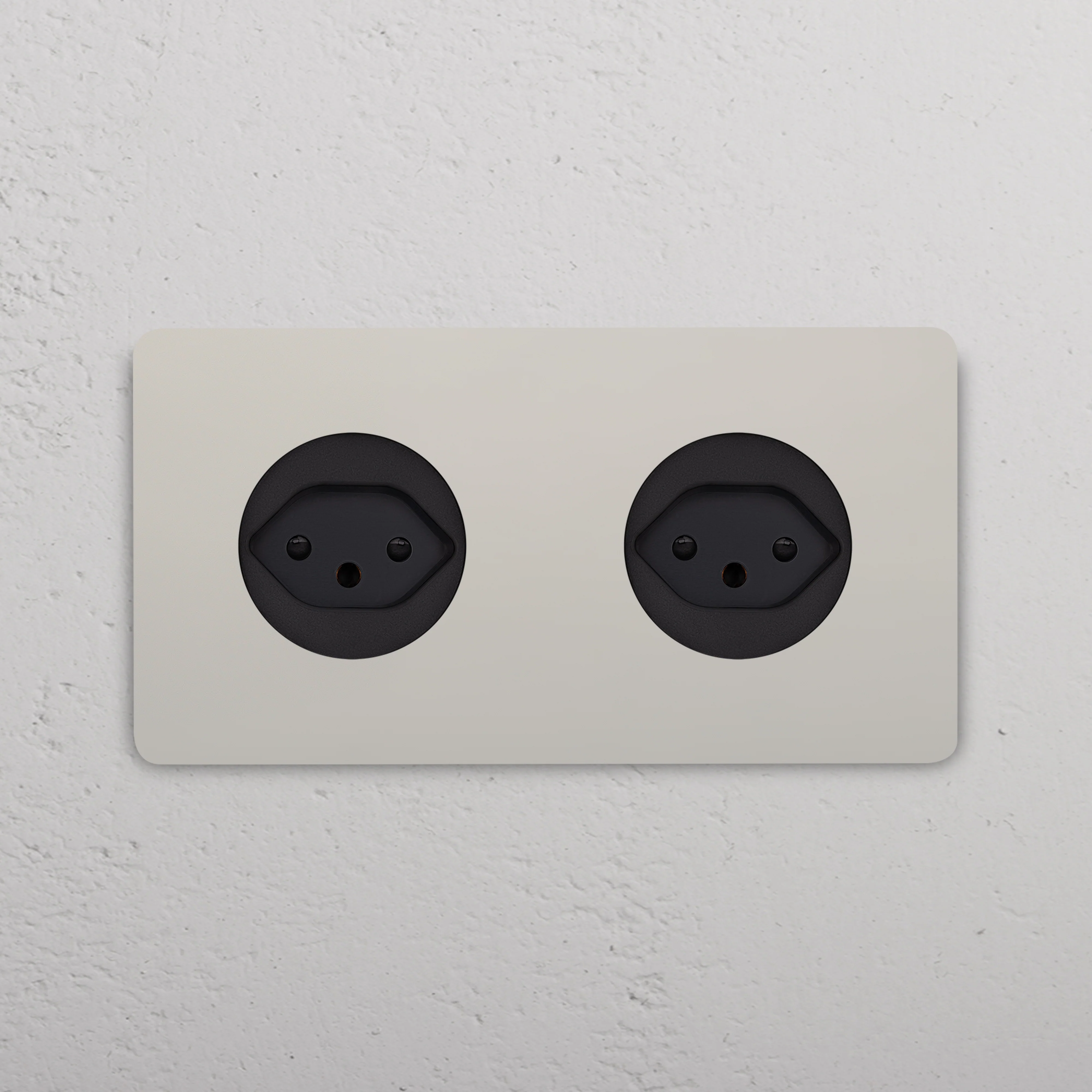 Grove Double 2x Swiss Type J Socket - Polished Nickel | Black - Image 2