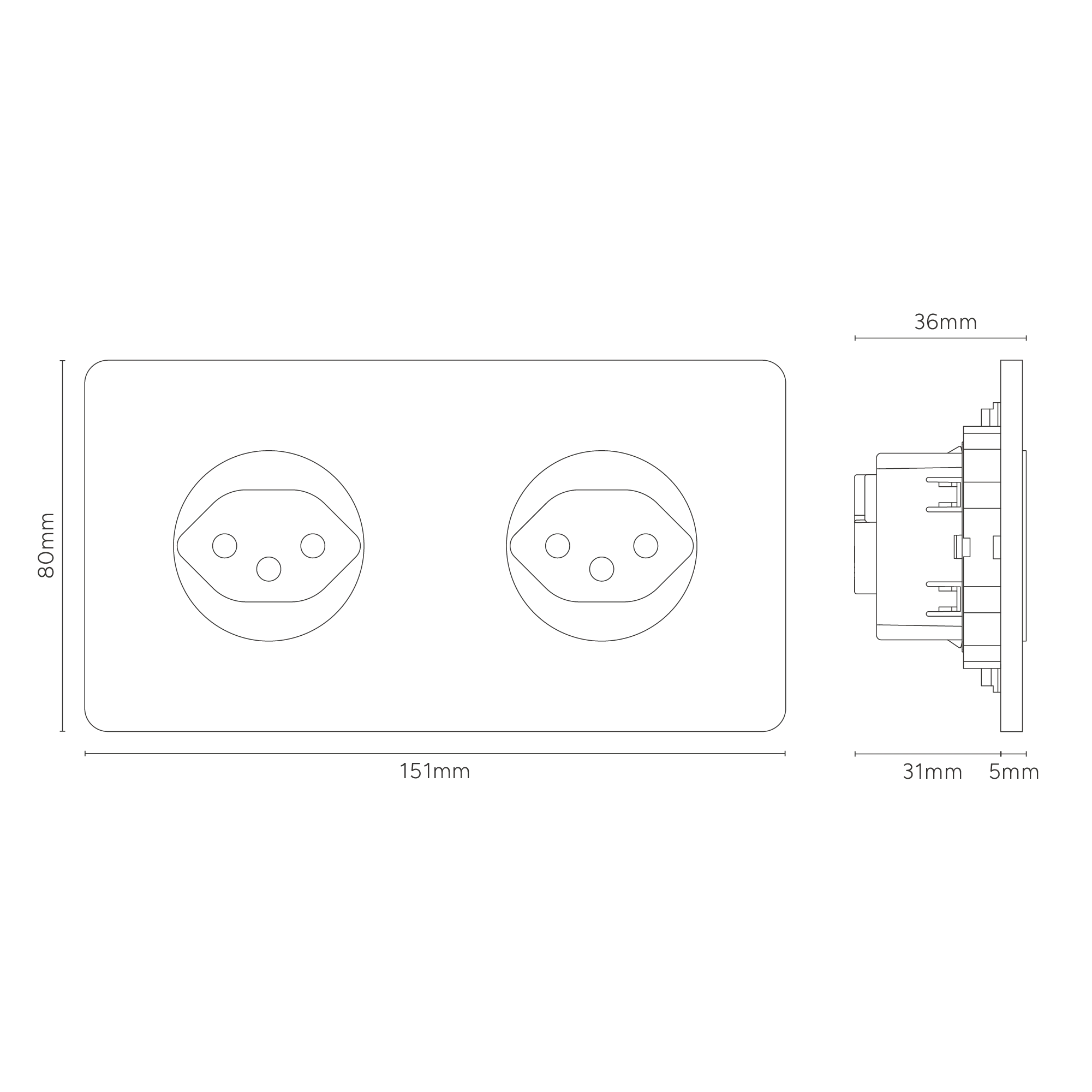 Grove Double 2x Swiss Type J Socket - Polished Nickel | Black - Image 3