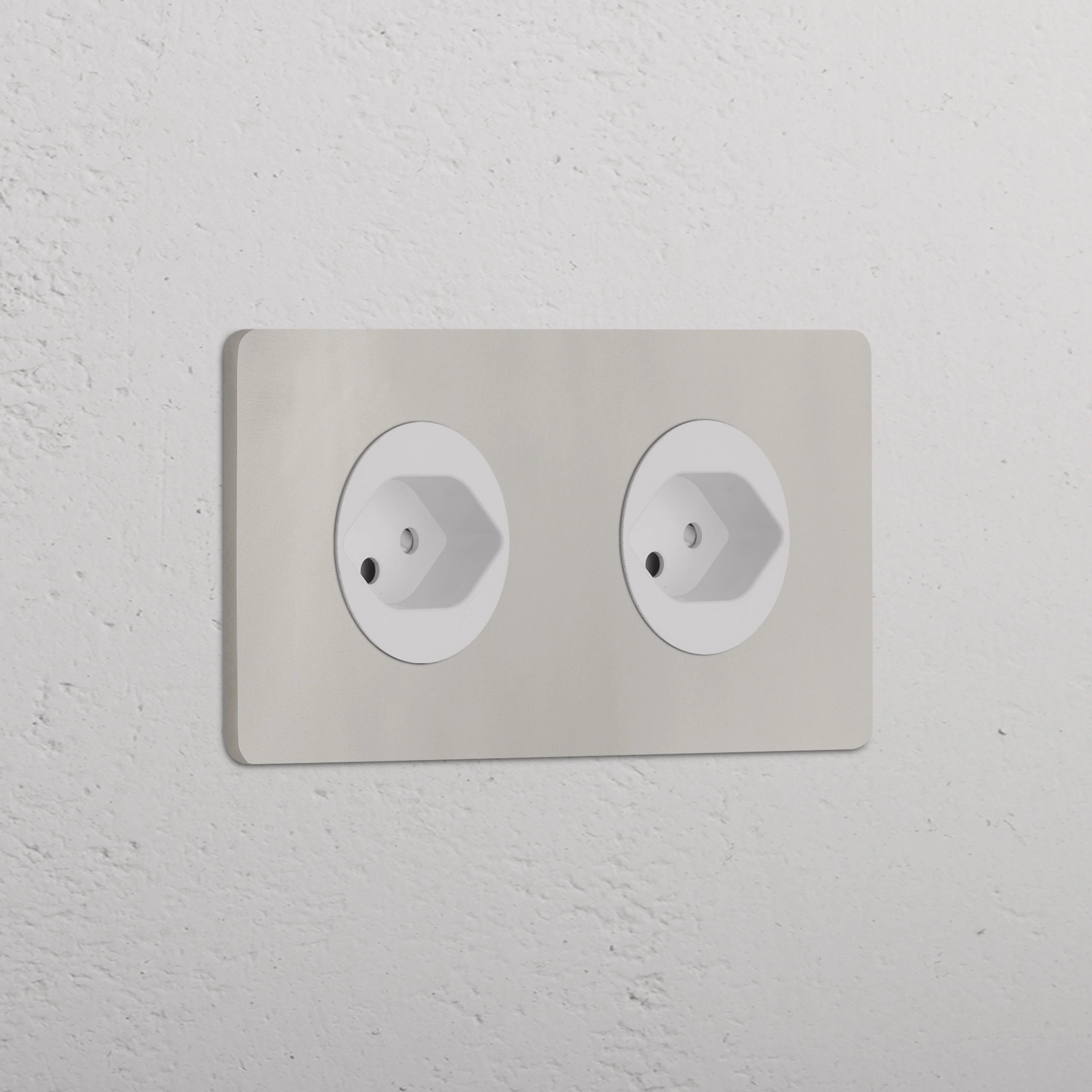 Grove Double 2x Swiss Type J Socket - Polished Nickel | White