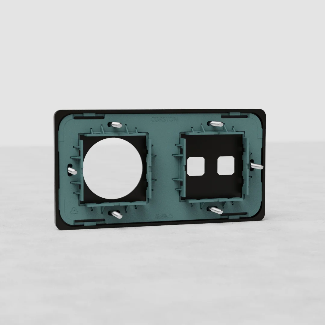 Grove Double 2x Switch & 1x Socket Plate - Bronze - Image 2
