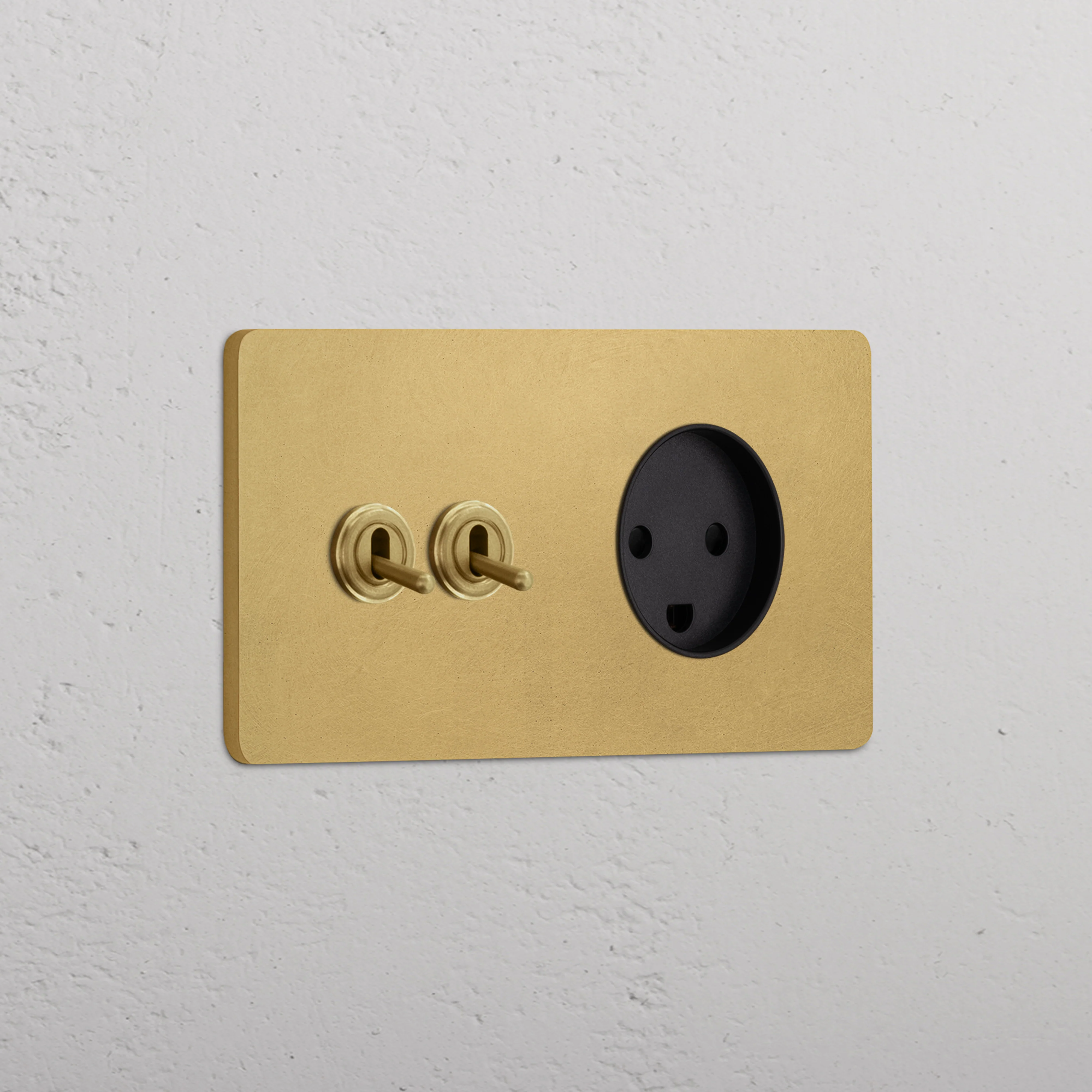 Grove Double 2x Toggle & Danish Type K Socket - Antique Brass | Black