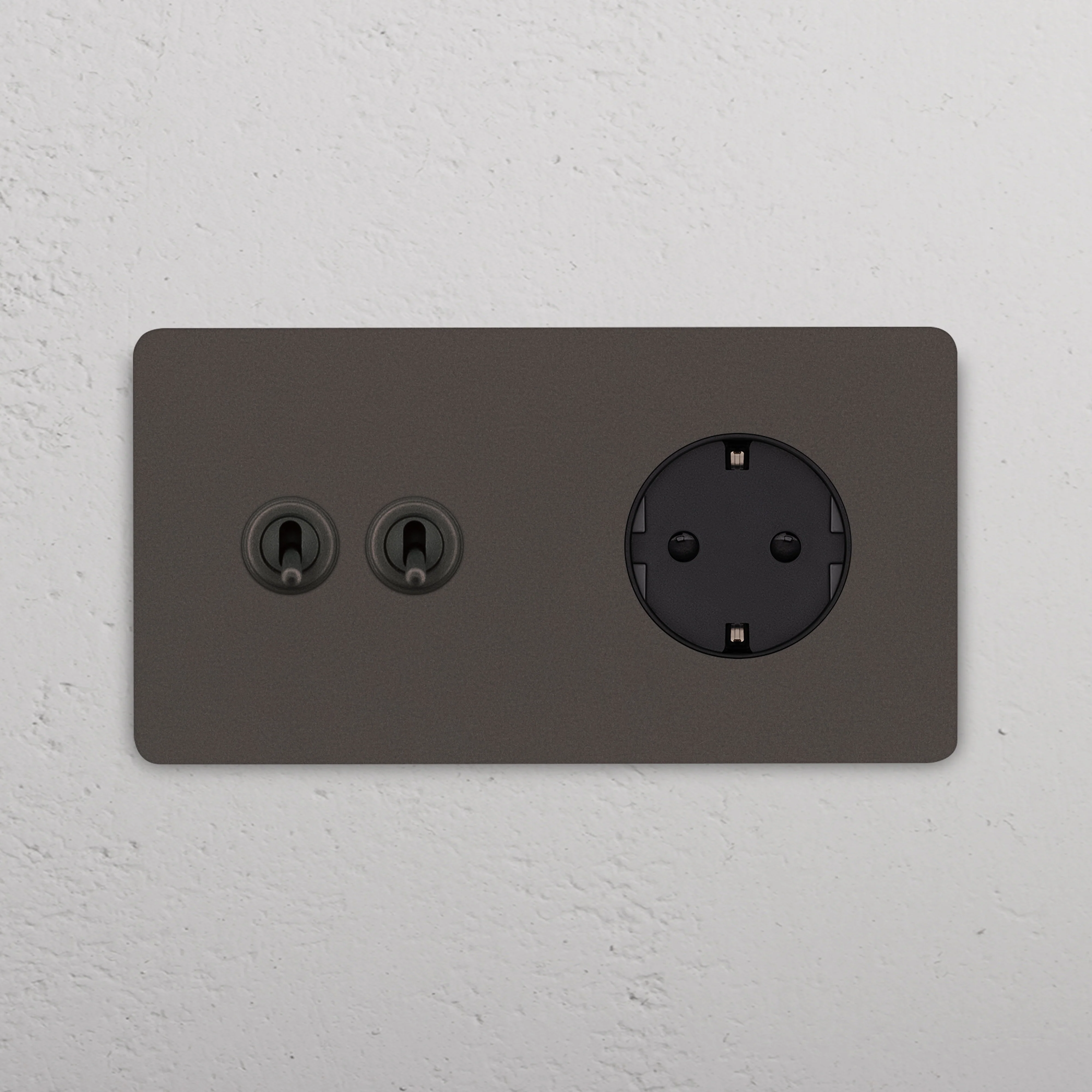 Grove Double 2x Toggle & Schuko Type F Socket - Bronze | Black - Image 2