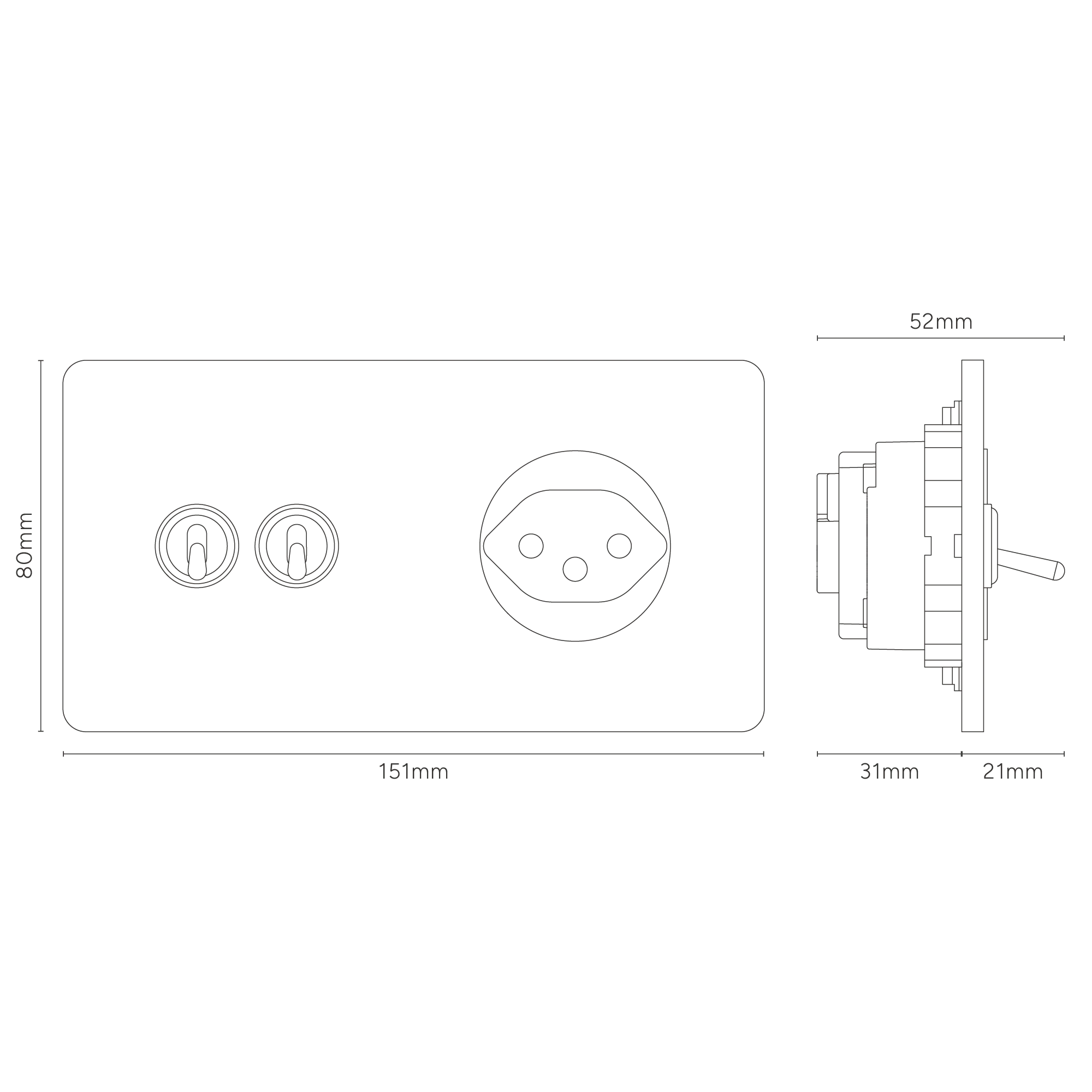 Grove Double 2x Toggle & Swiss Type J Socket - Bronze | Black - Image 3