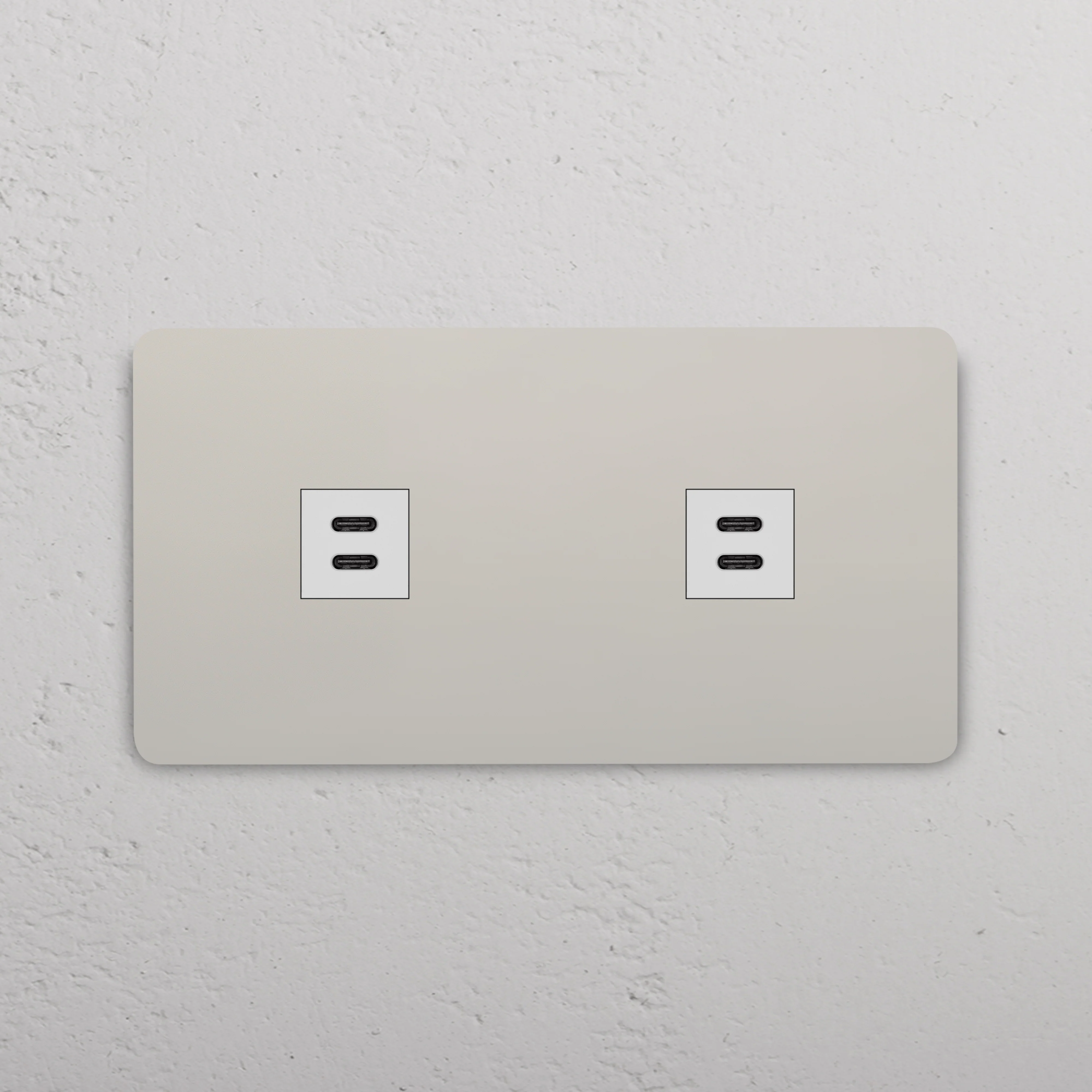 Grove Double 2x USB-C 30W Socket - Polished Nickel | White - Image 2