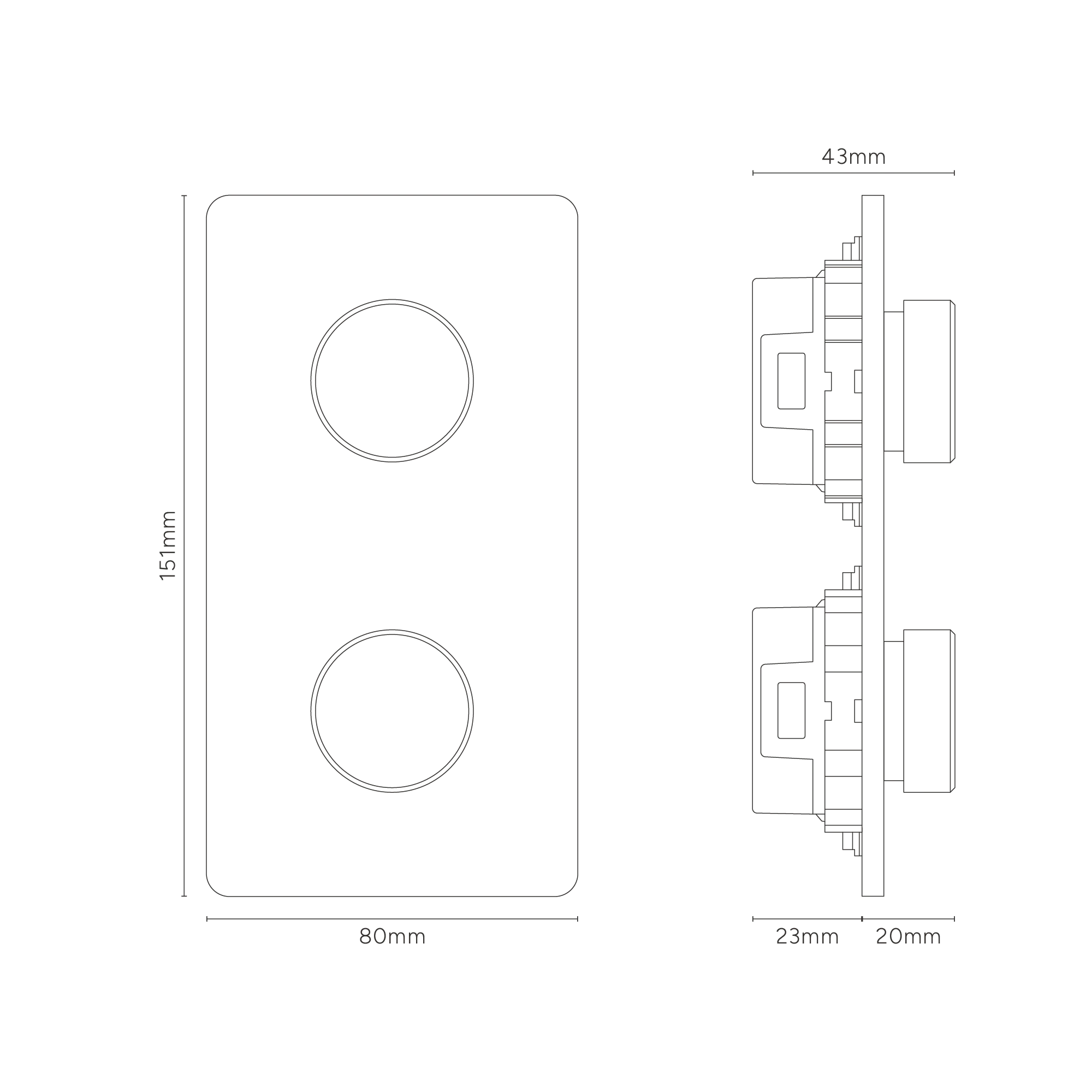 Grove Double 2x Vertical Multiway Dimmer Switch - Antique Brass - Image 3