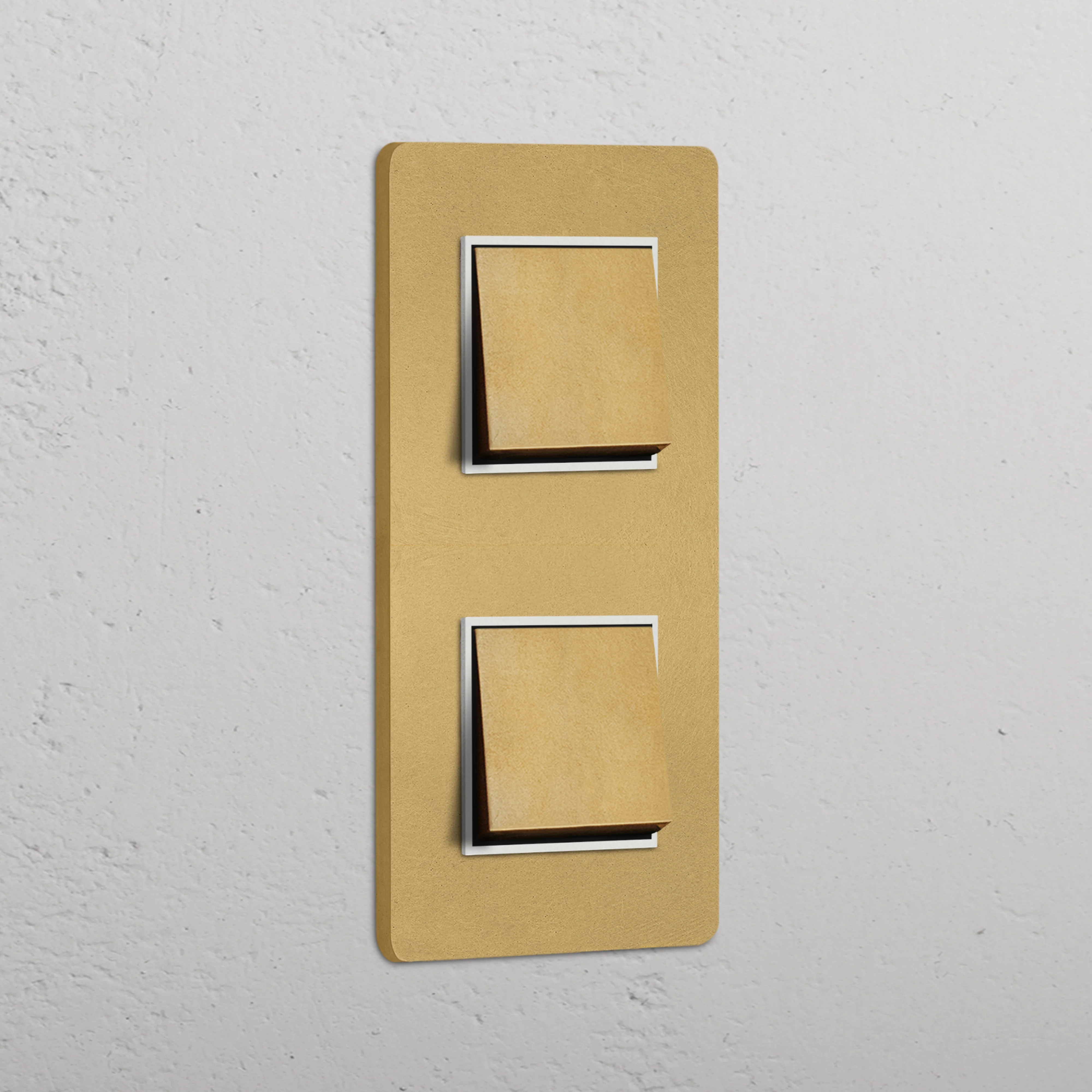 Grove Double 2x Vertical Rocker Switch - Antique Brass | White