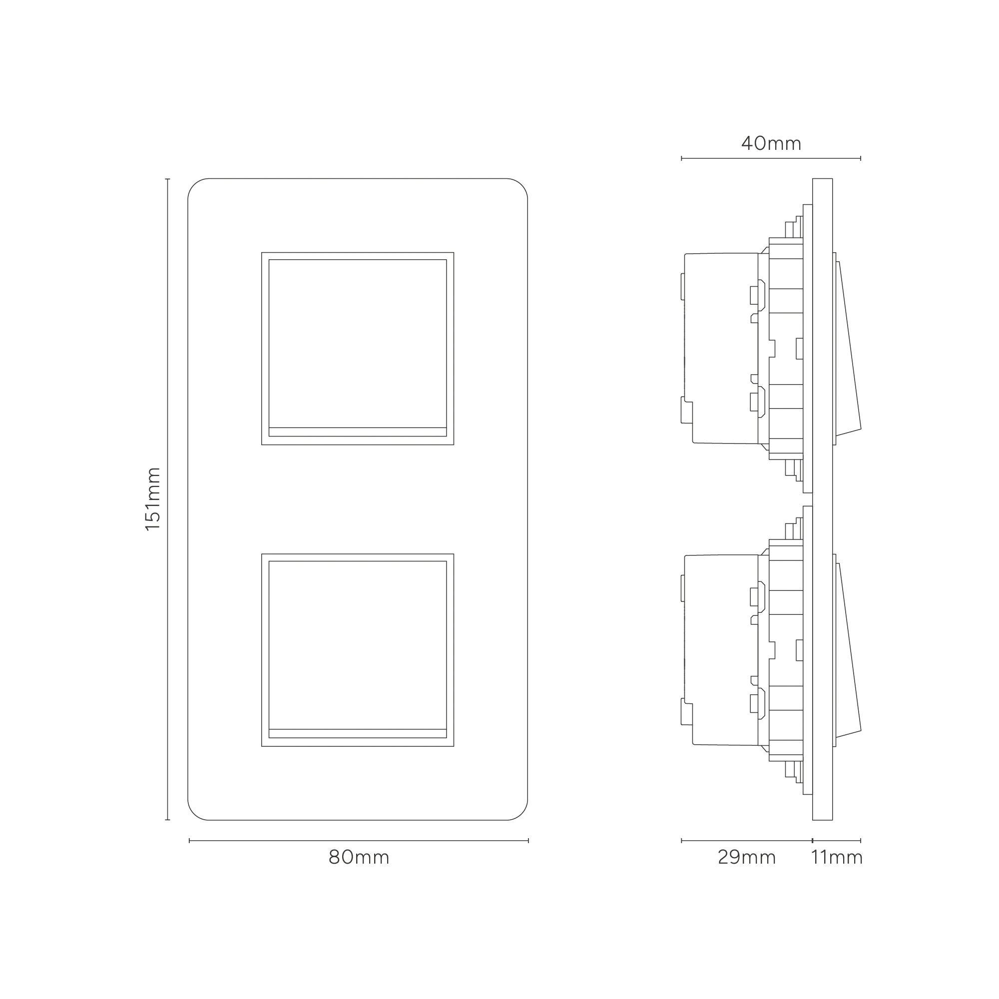 Grove Double 2x Vertical Rocker Switch - Bronze | Black - Image 3