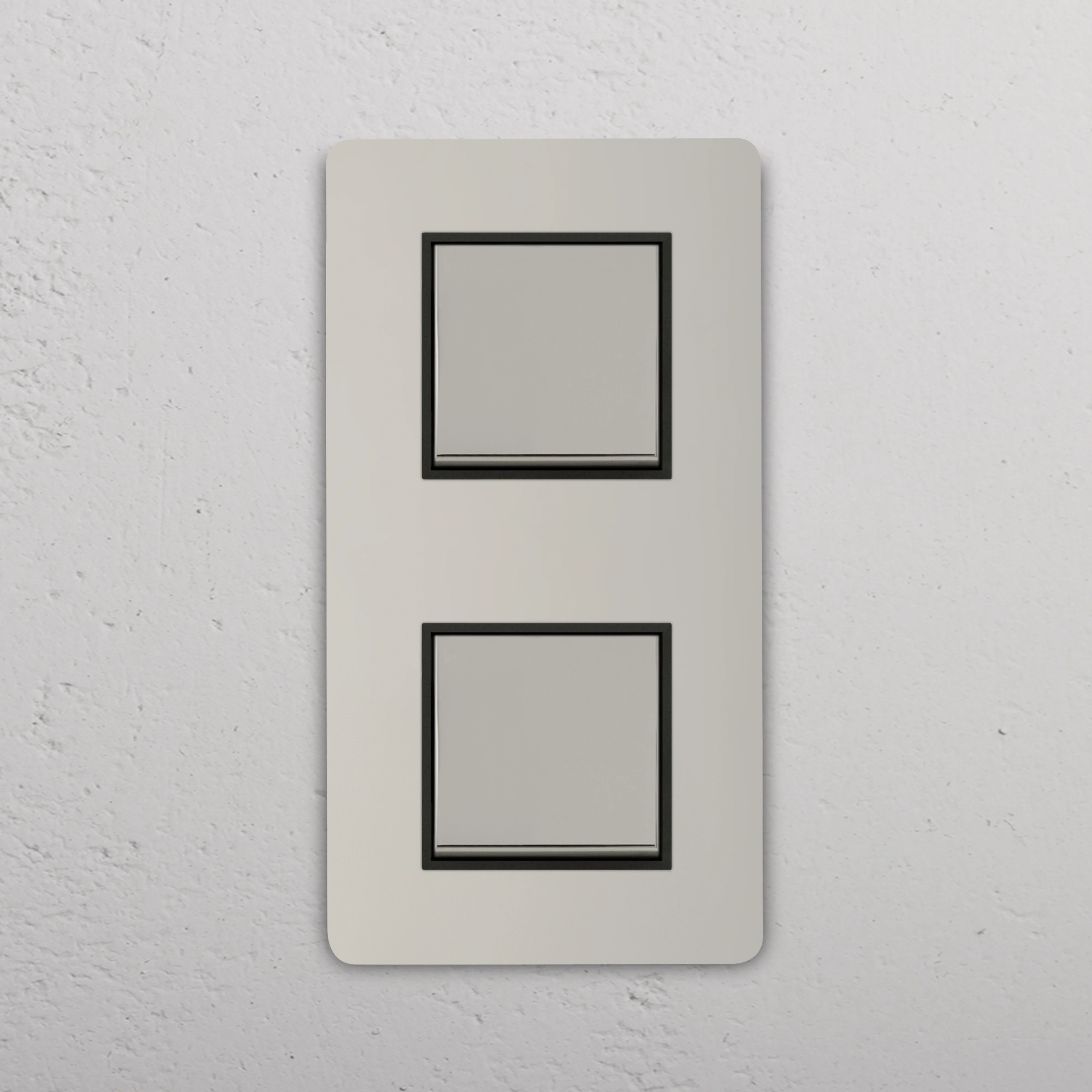 Grove Double 2x Vertical Rocker Switch - Polished Nickel | Black - Image 2