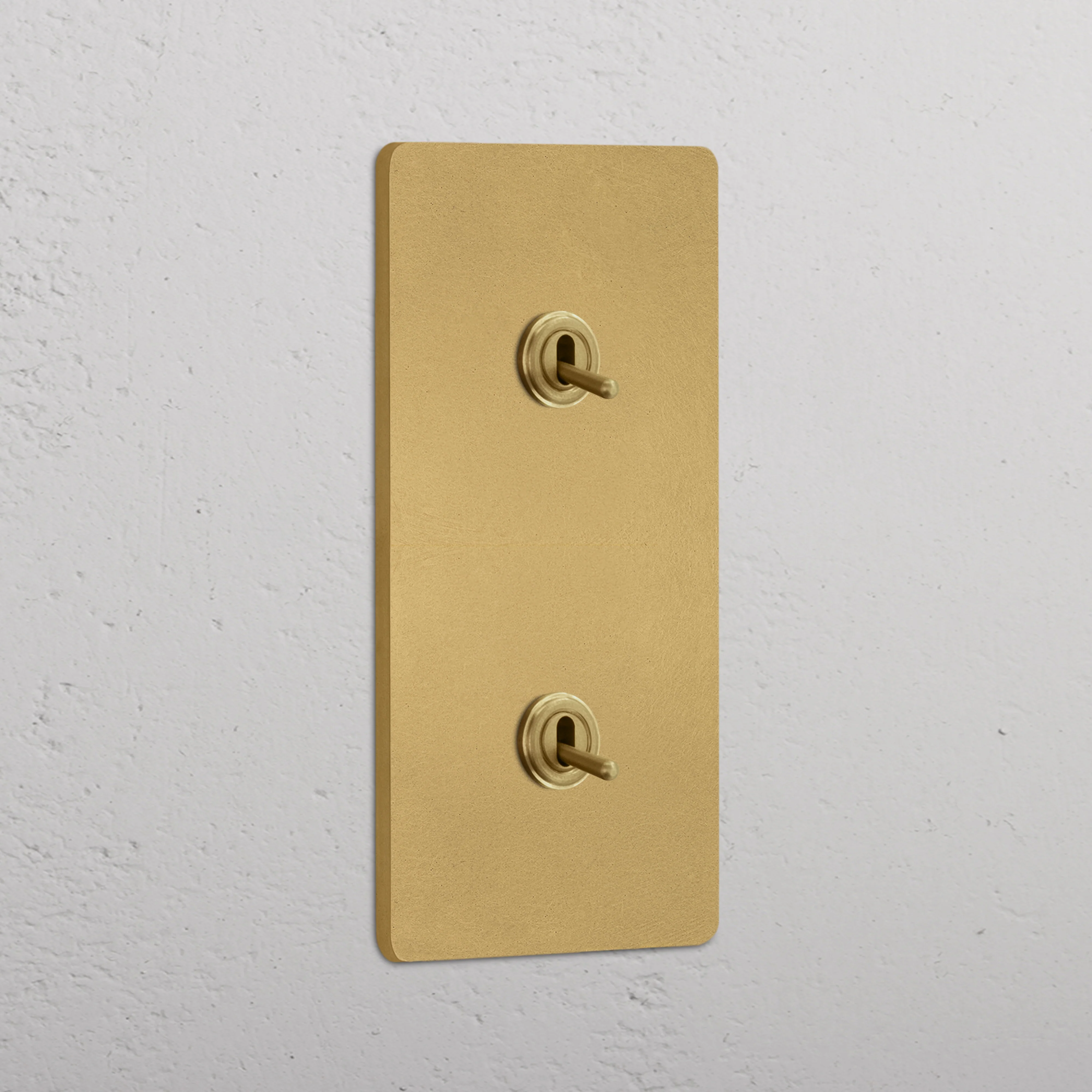 Grove Double 2x Vertical Toggle Switch - Antique Brass