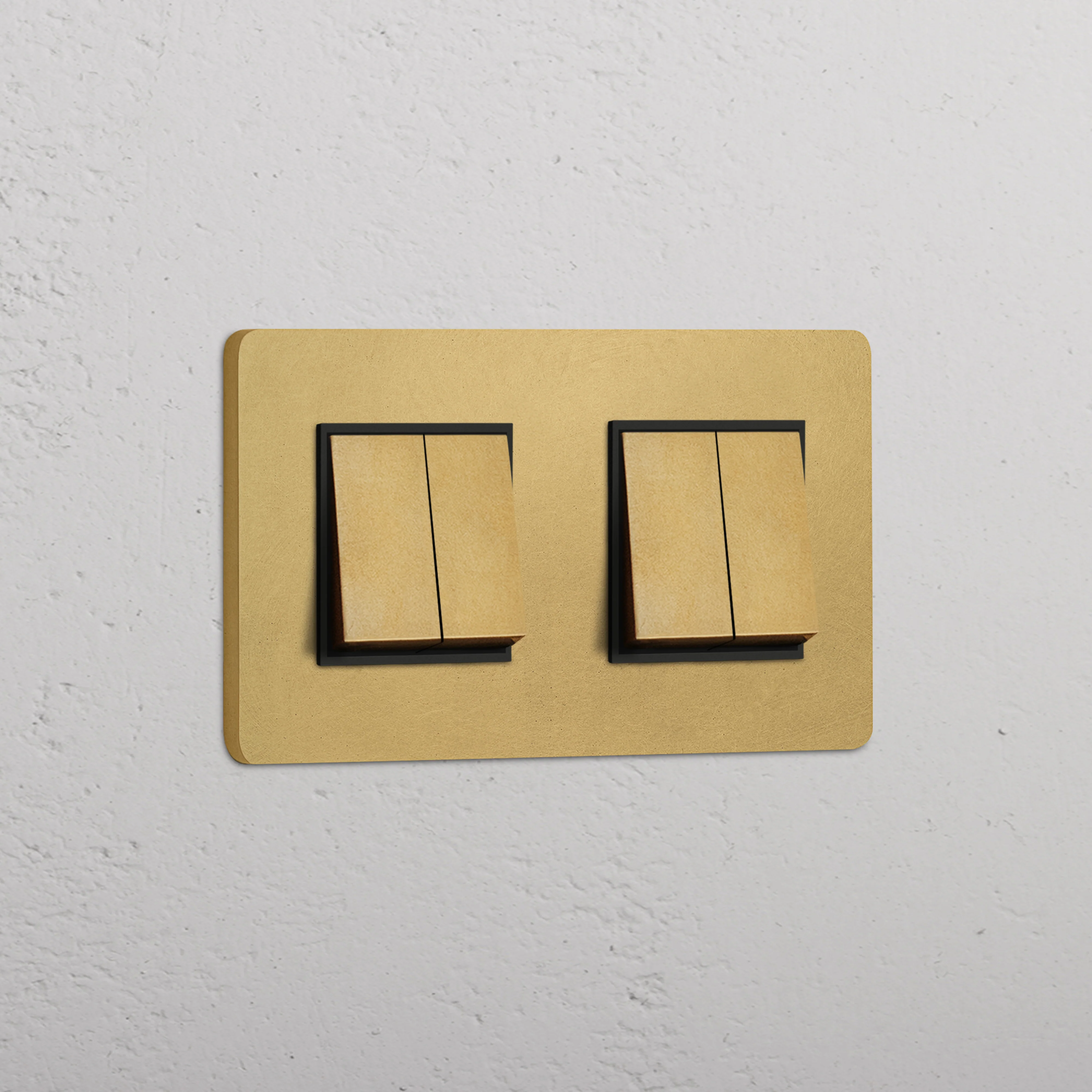 Grove Double 4x Rocker Switch - Antique Brass | Black
