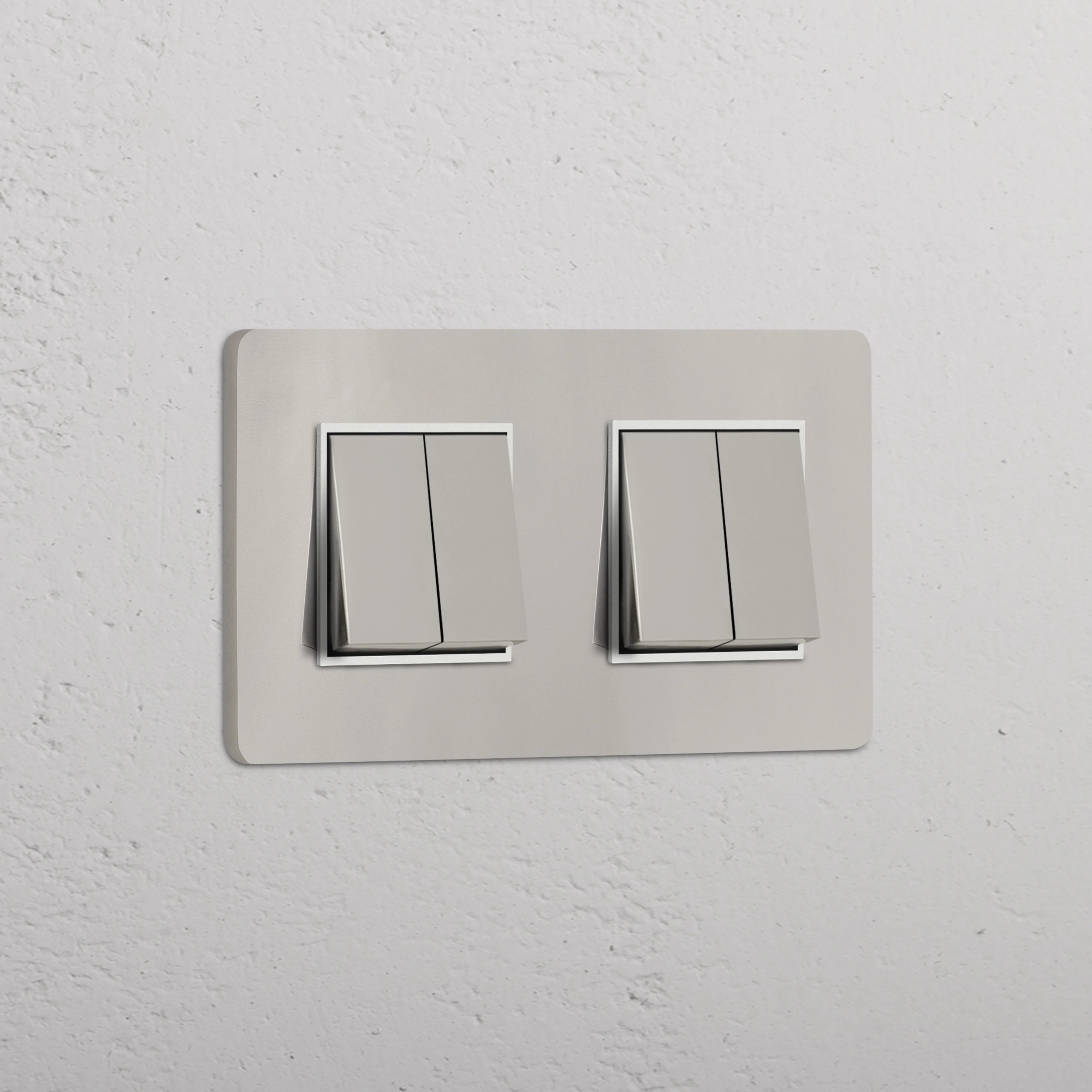 Grove Double 4x Rocker Switch - Polished Nickel | White