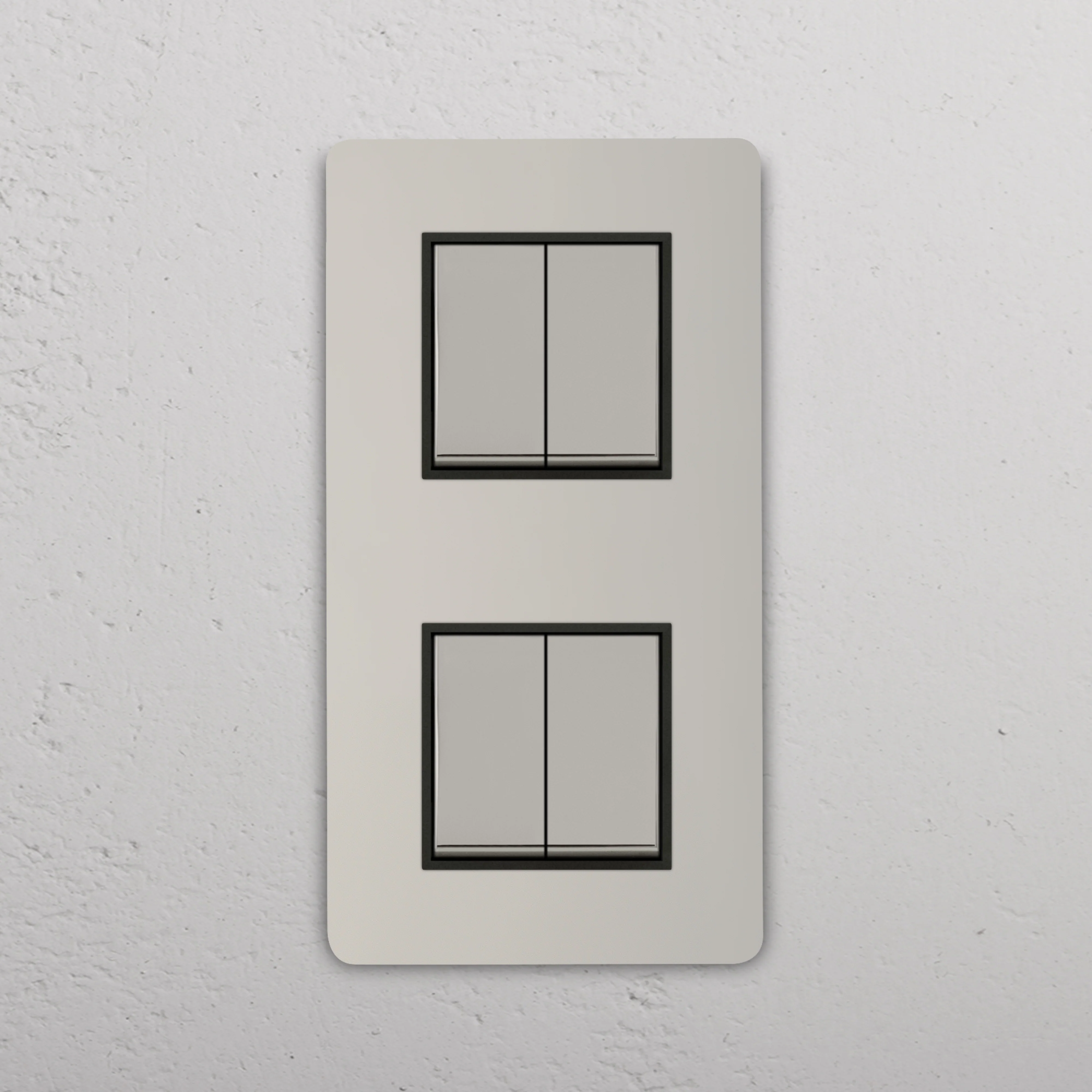 Grove Double 4x Vertical Rocker Switch - Polished Nickel | Black - Image 2