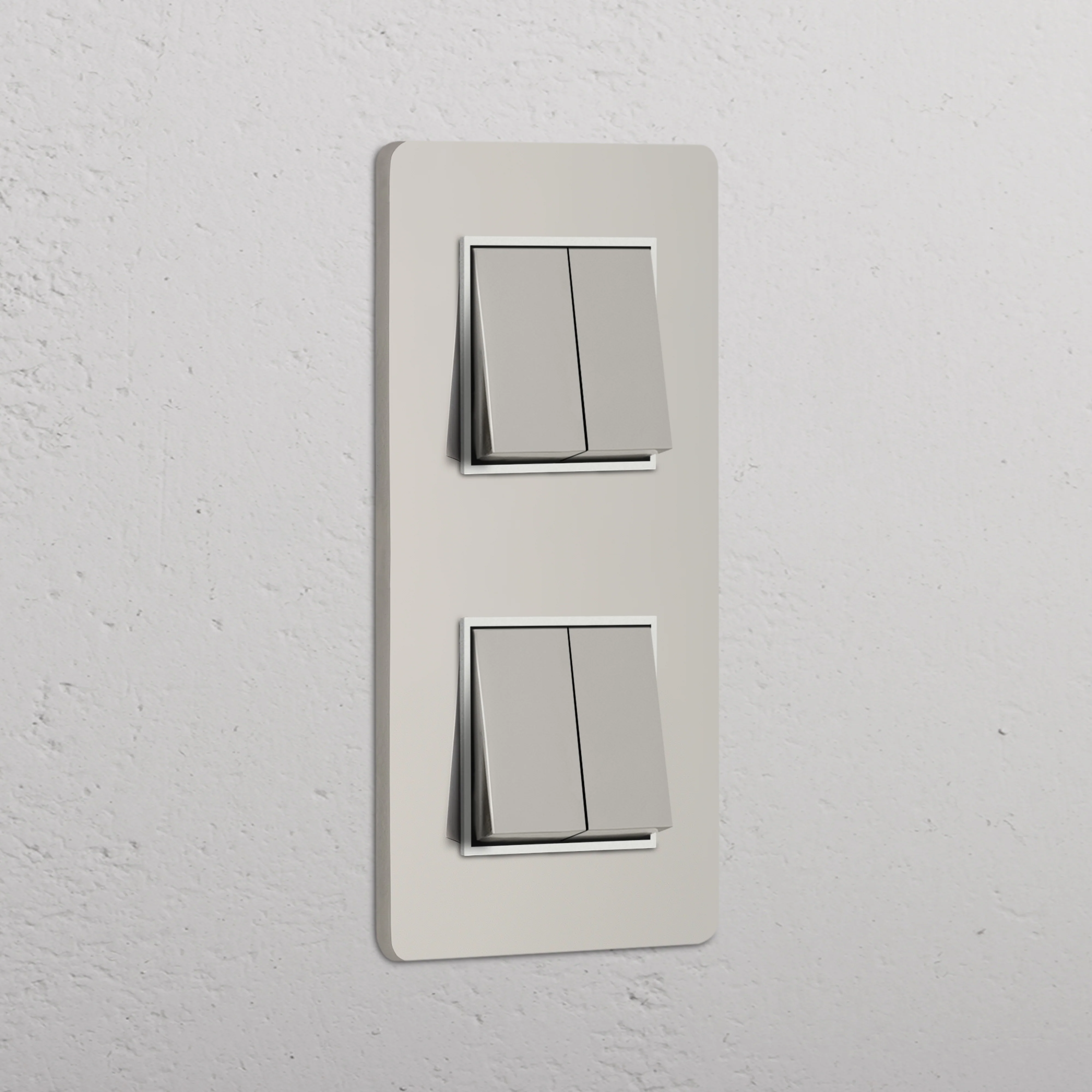Grove Double 4x Vertical Rocker Switch - Polished Nickel | White