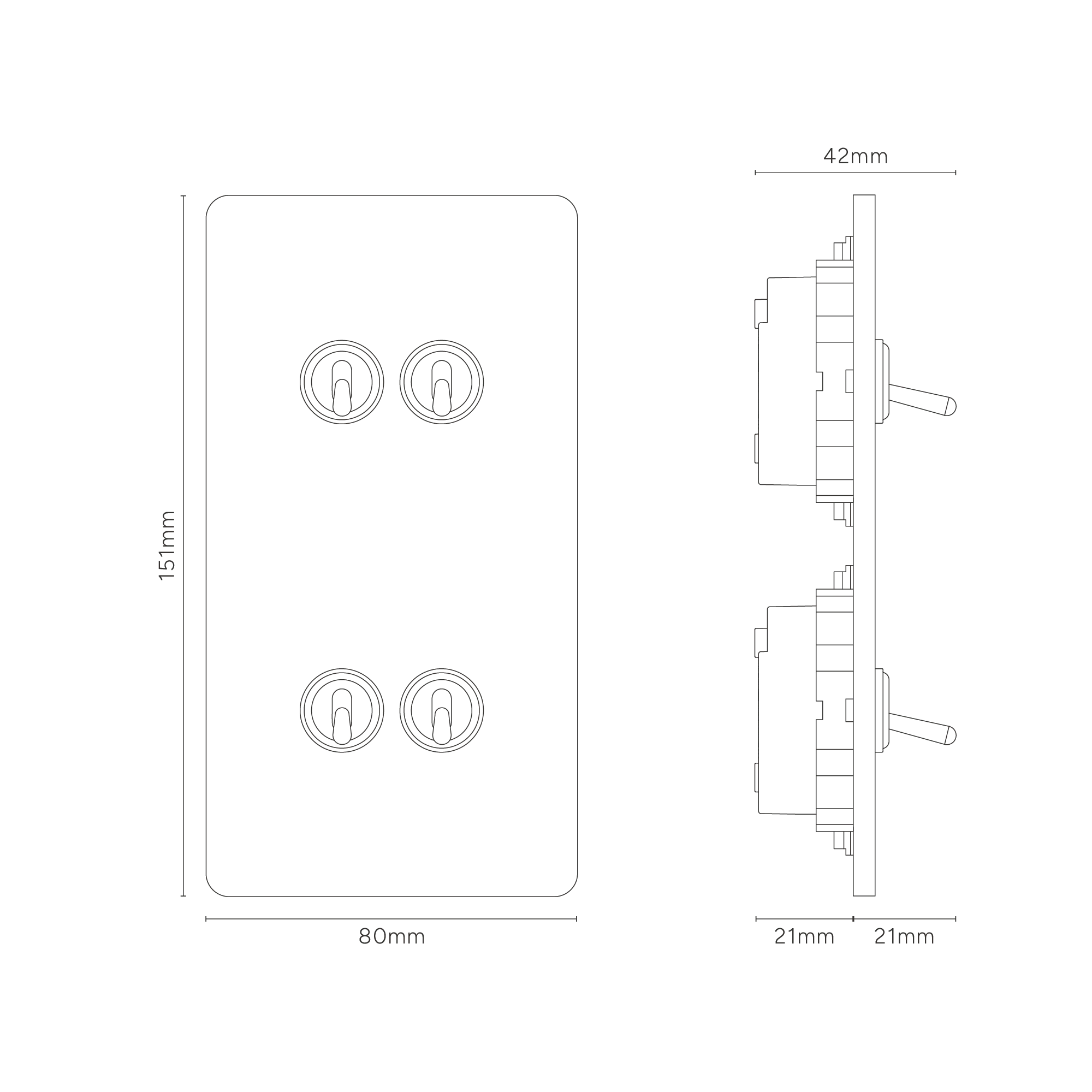 Grove Double 4x Vertical Toggle Switch - Bronze - Image 3