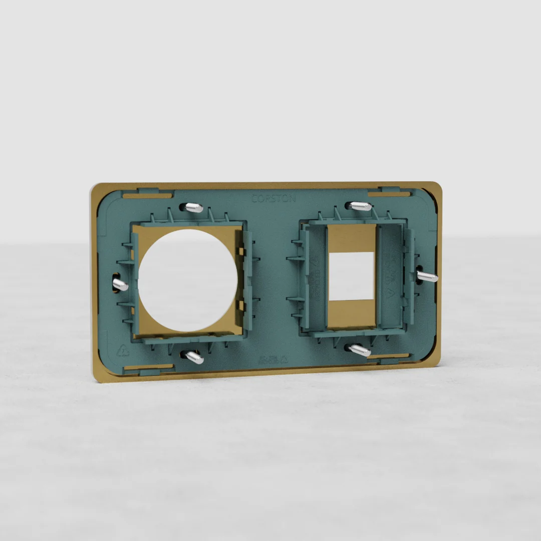 Grove Double Keystone & Socket Plate - Antique Brass - Image 2
