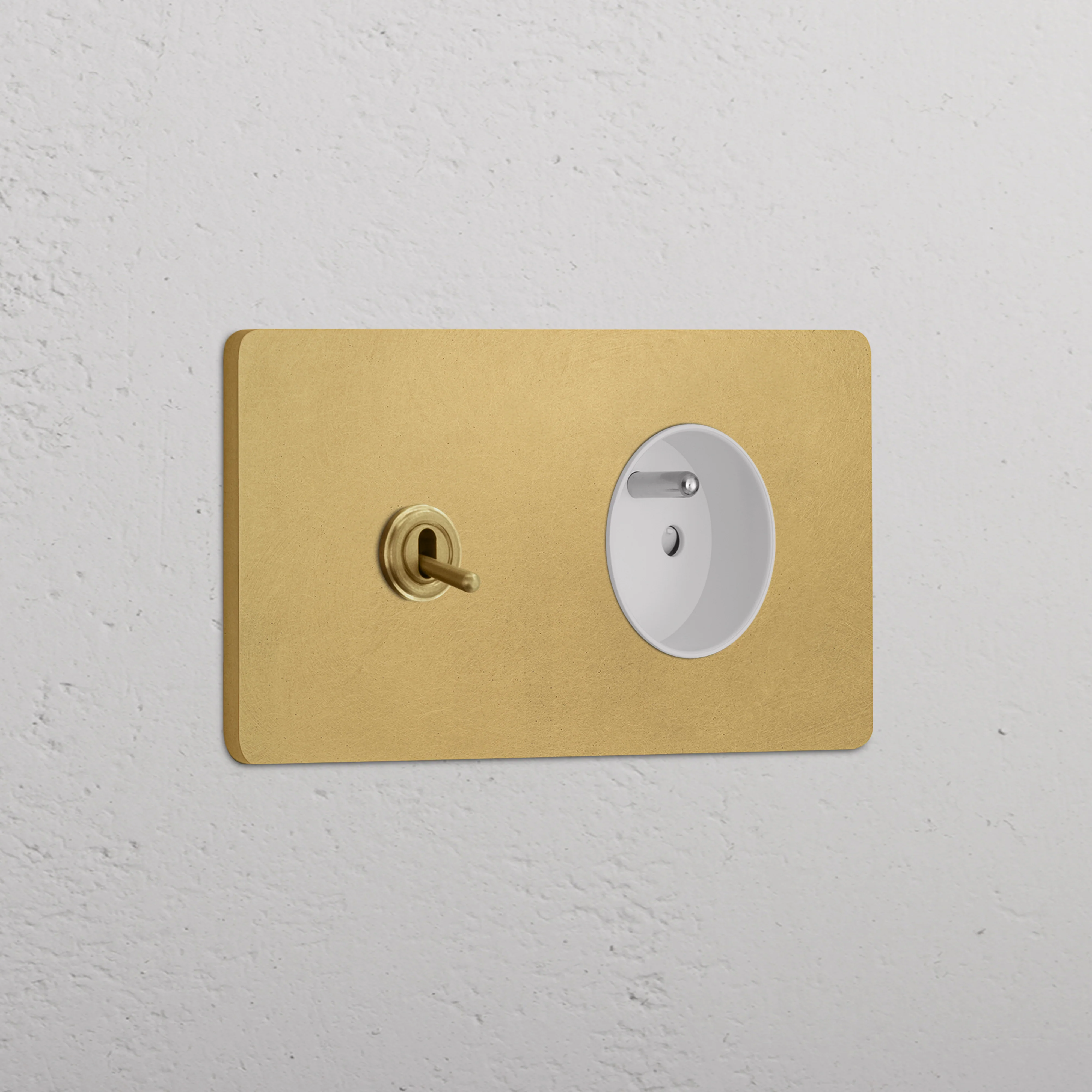 Grove Double Toggle & French/Belgian Type E Socket - Antique Brass | White