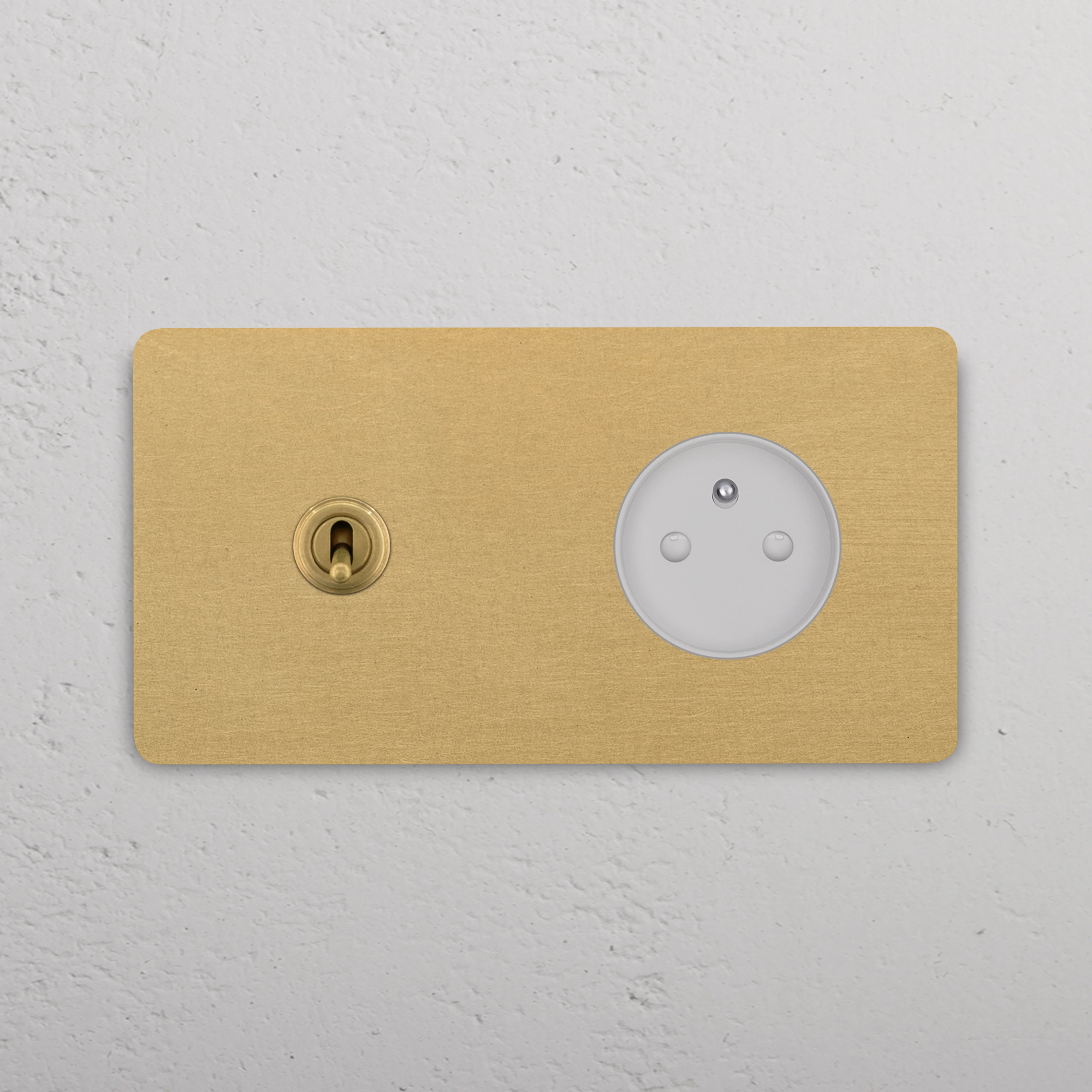 Grove Double Toggle & French/Belgian Type E Socket - Antique Brass | White - Image 2