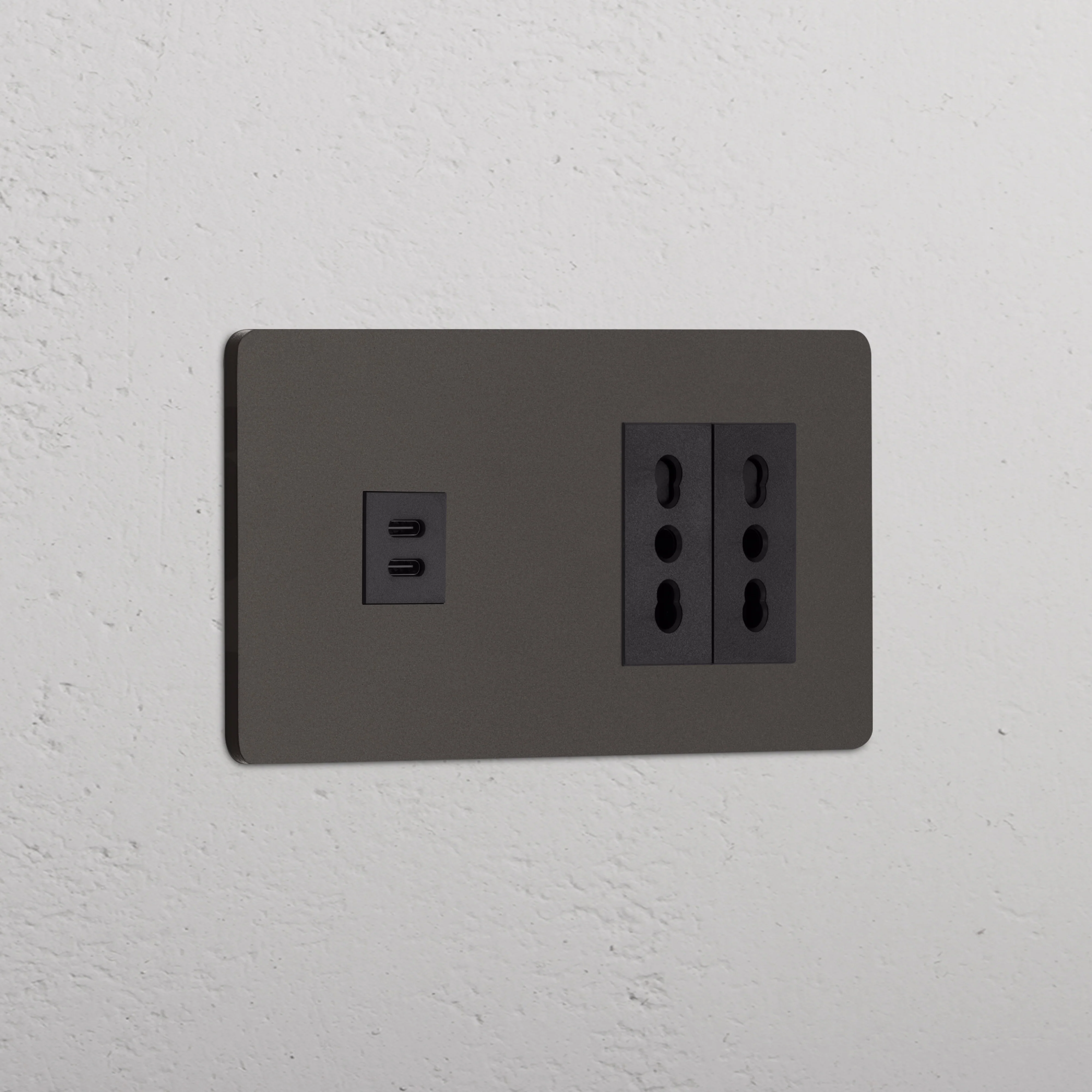 Grove Double USB-C 30W & 2x Bipasso Socket - Bronze | Black