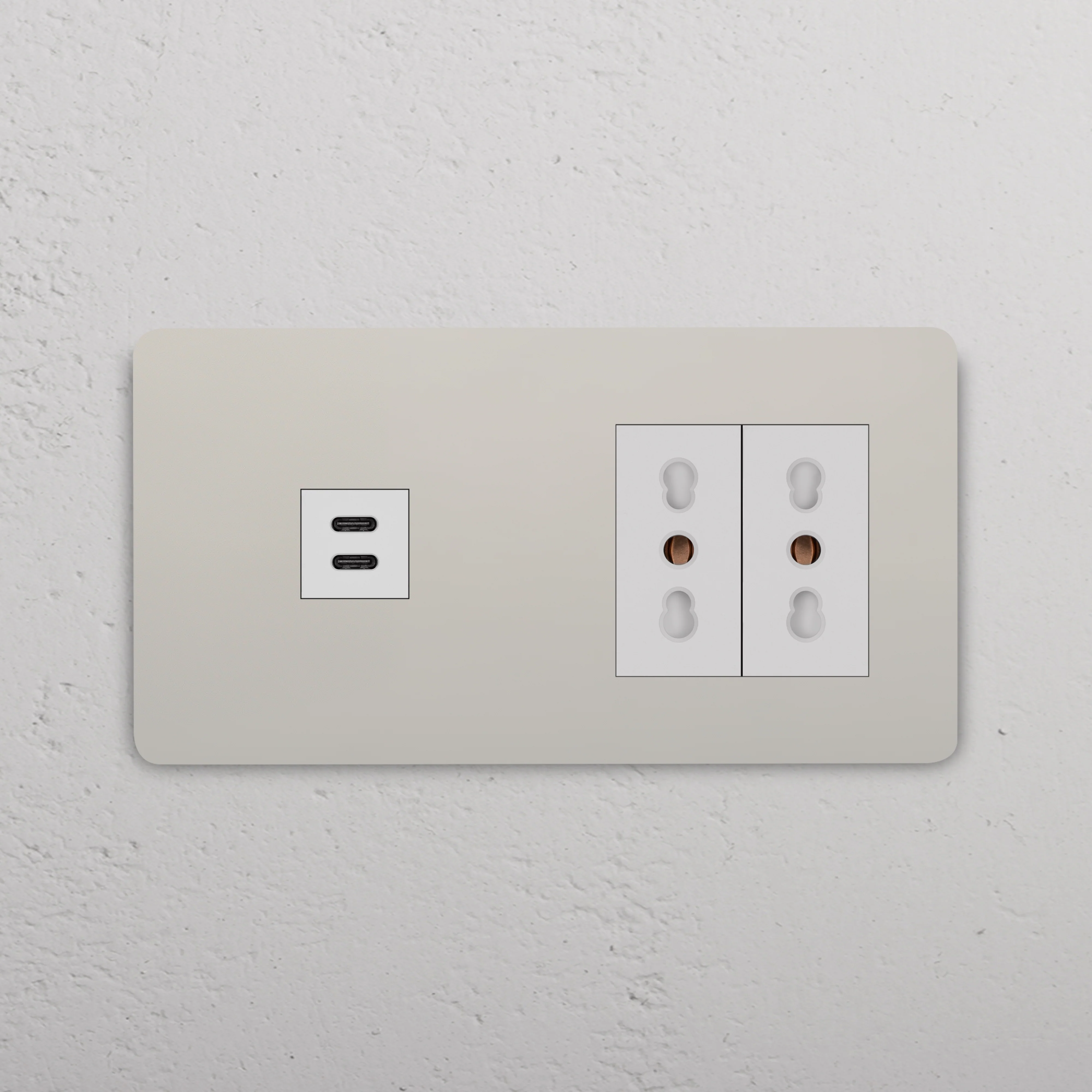 Grove Double USB-C 30W & 2x Bipasso Socket - Polished Nickel | White - Image 2