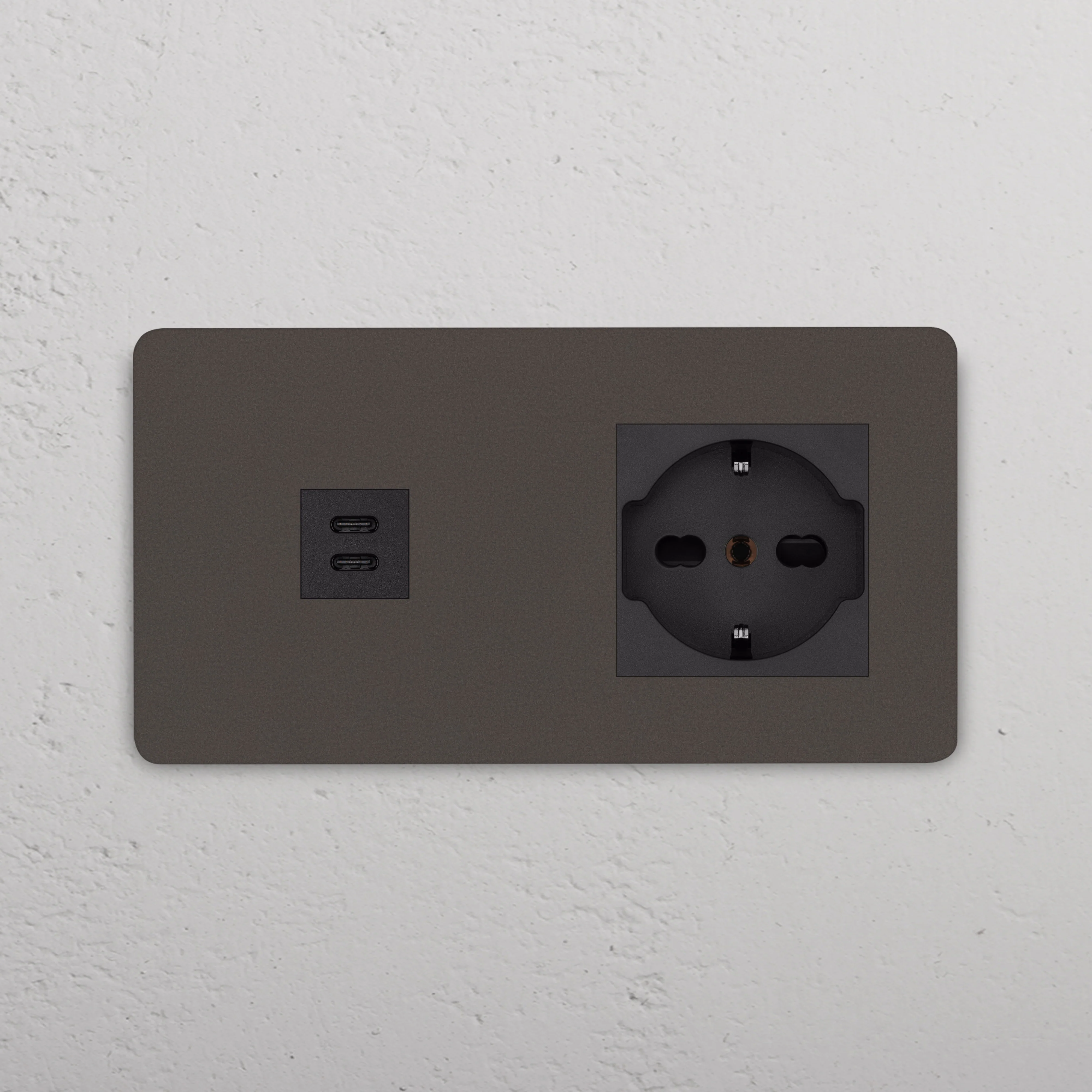 Grove Double USB-C 30W & Schuko/Bipasso Socket - Bronze | Black - Image 2