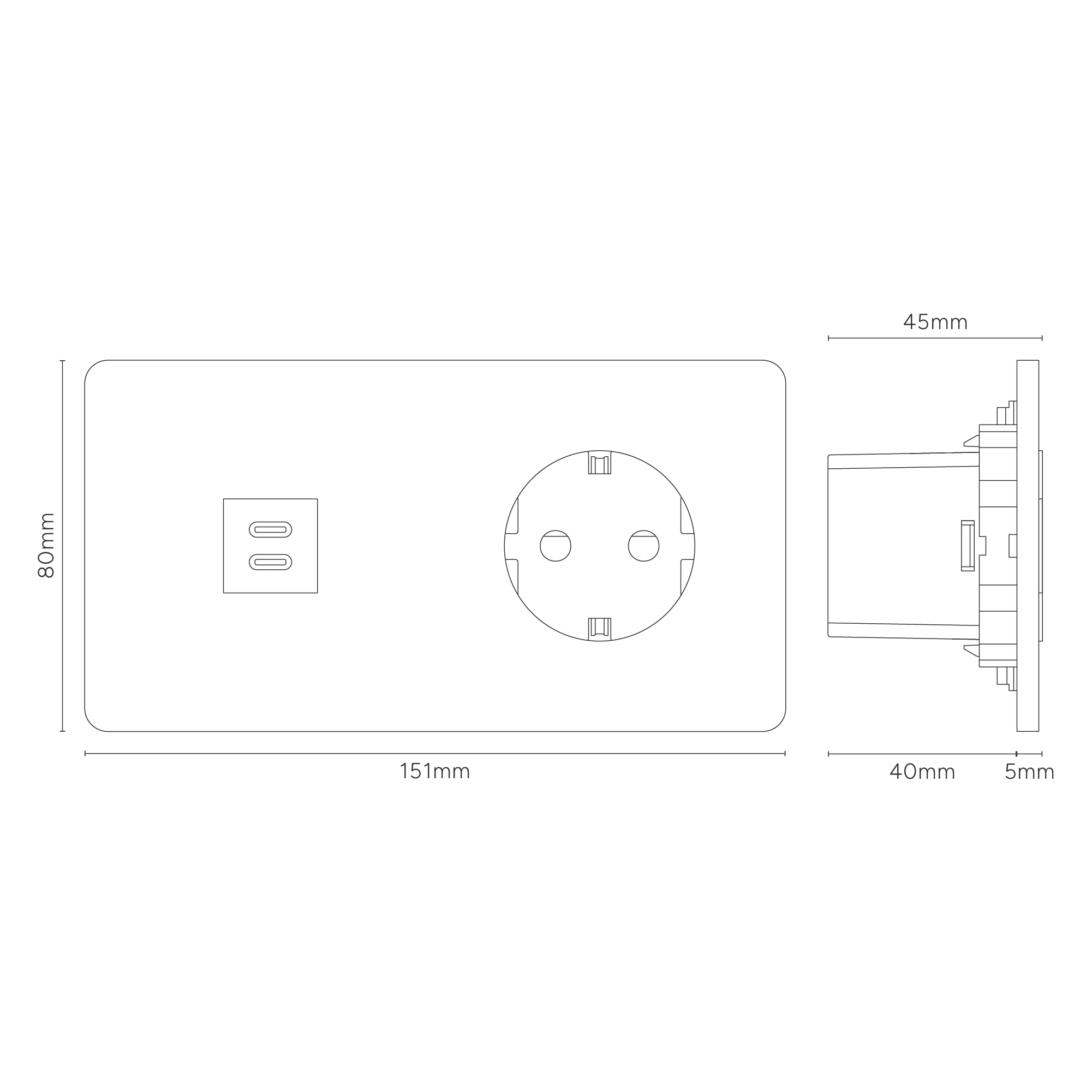 Grove Double USB-C 30W & Schuko Type F Socket - Antique Brass | White - Image 3