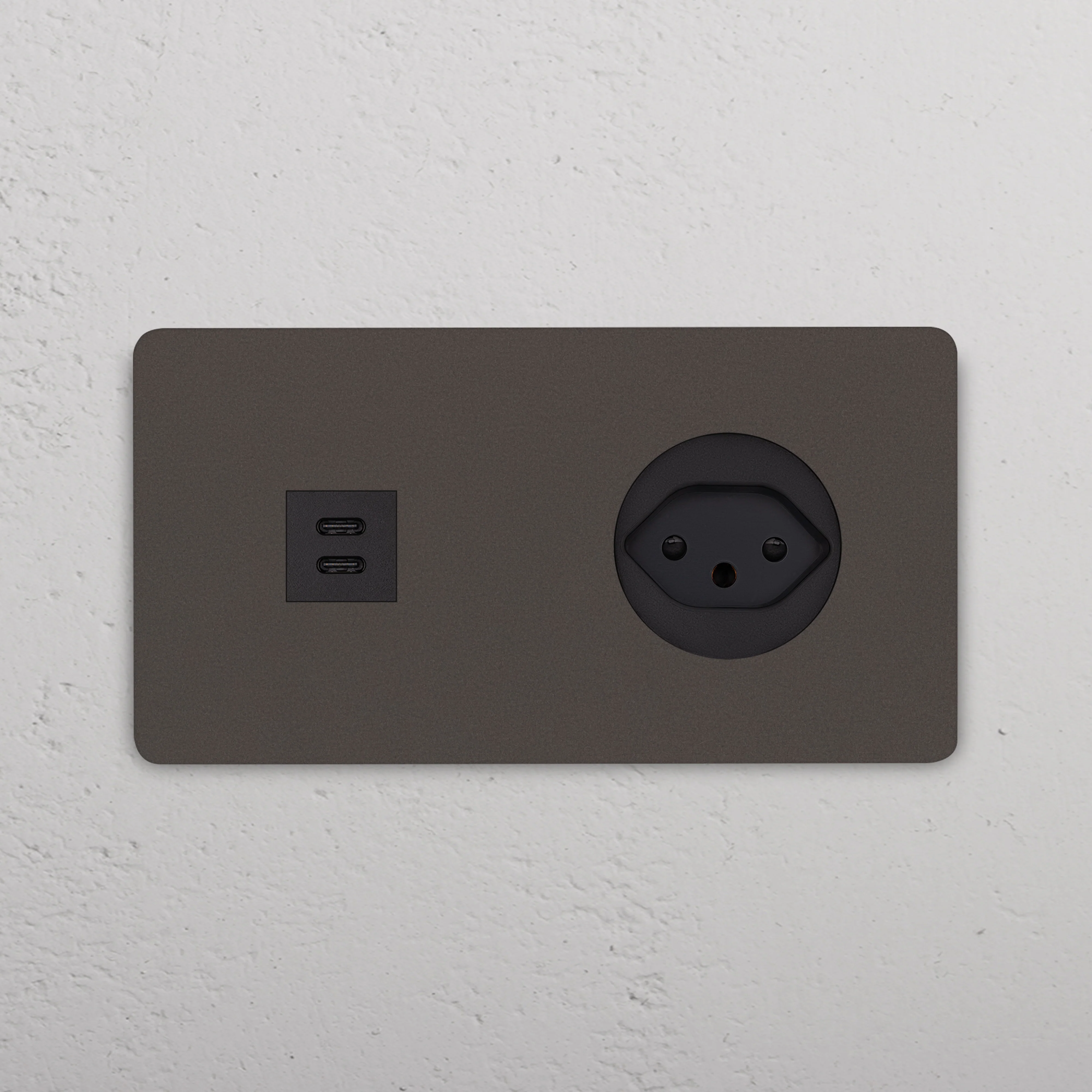 Grove Double USB-C 30W & Swiss Type J Socket - Bronze | Black - Image 2