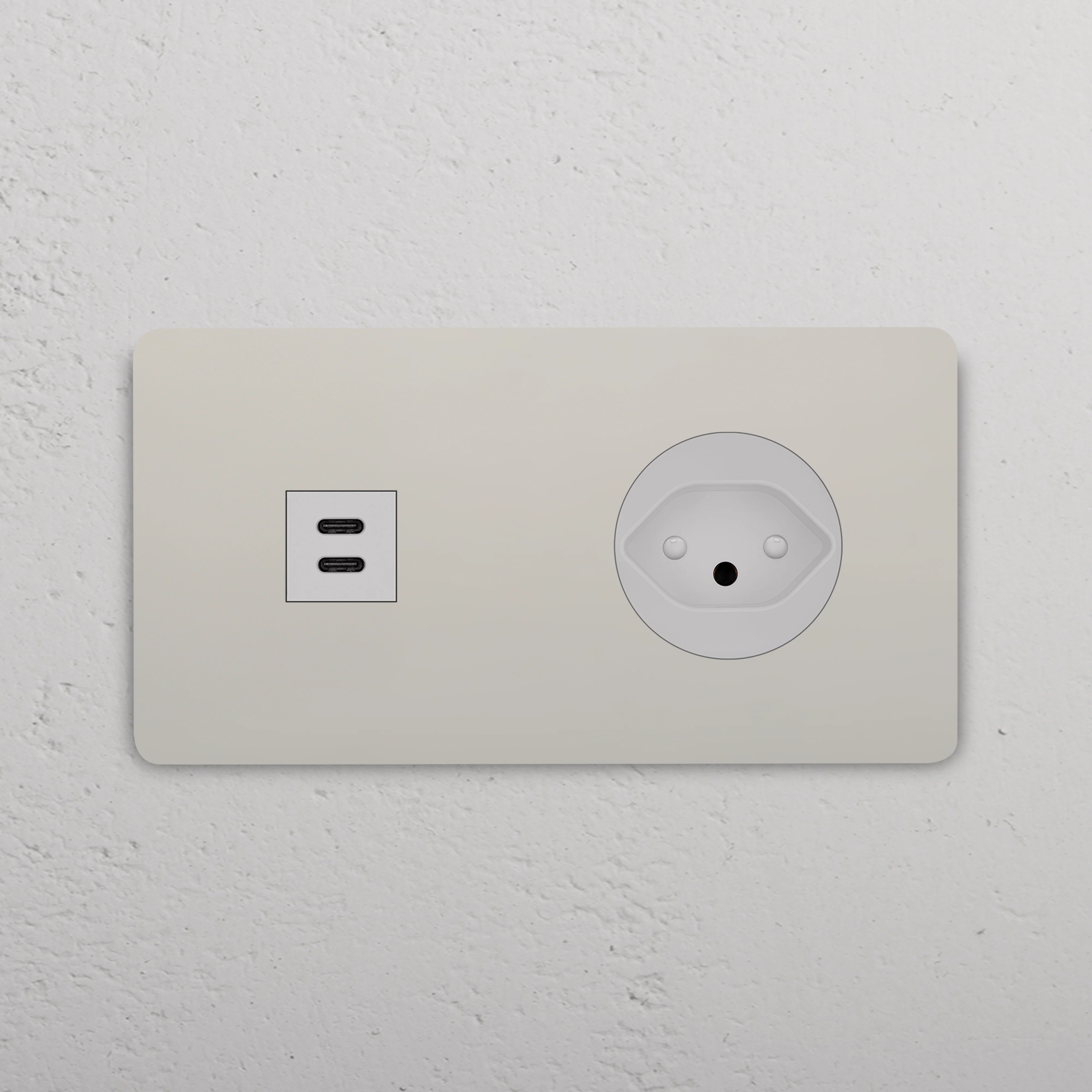 Grove Double USB-C 30W & Swiss Type J Socket - Polished Nickel | White - Image 2