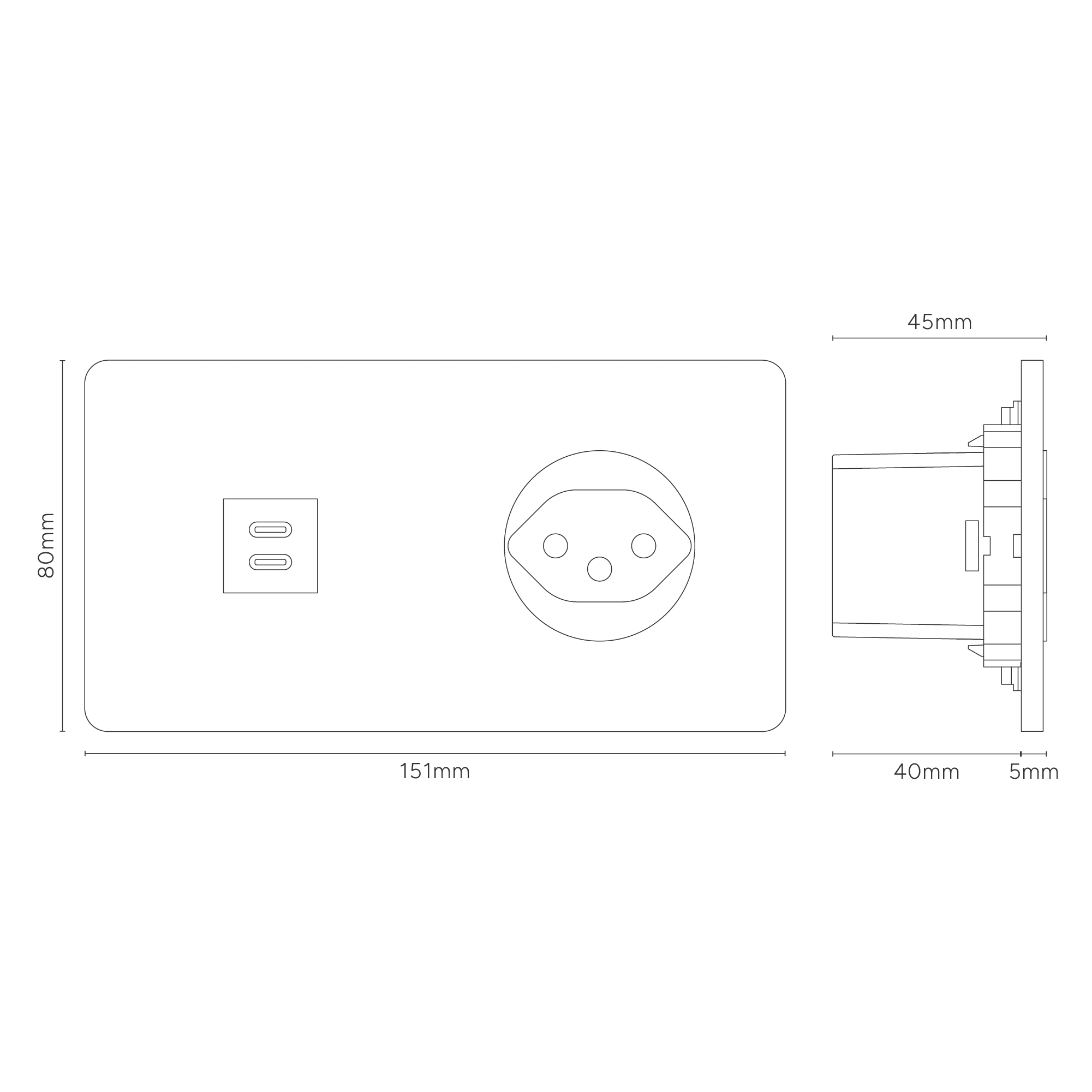Grove Double USB-C 30W & Swiss Type J Socket - Polished Nickel | White - Image 3