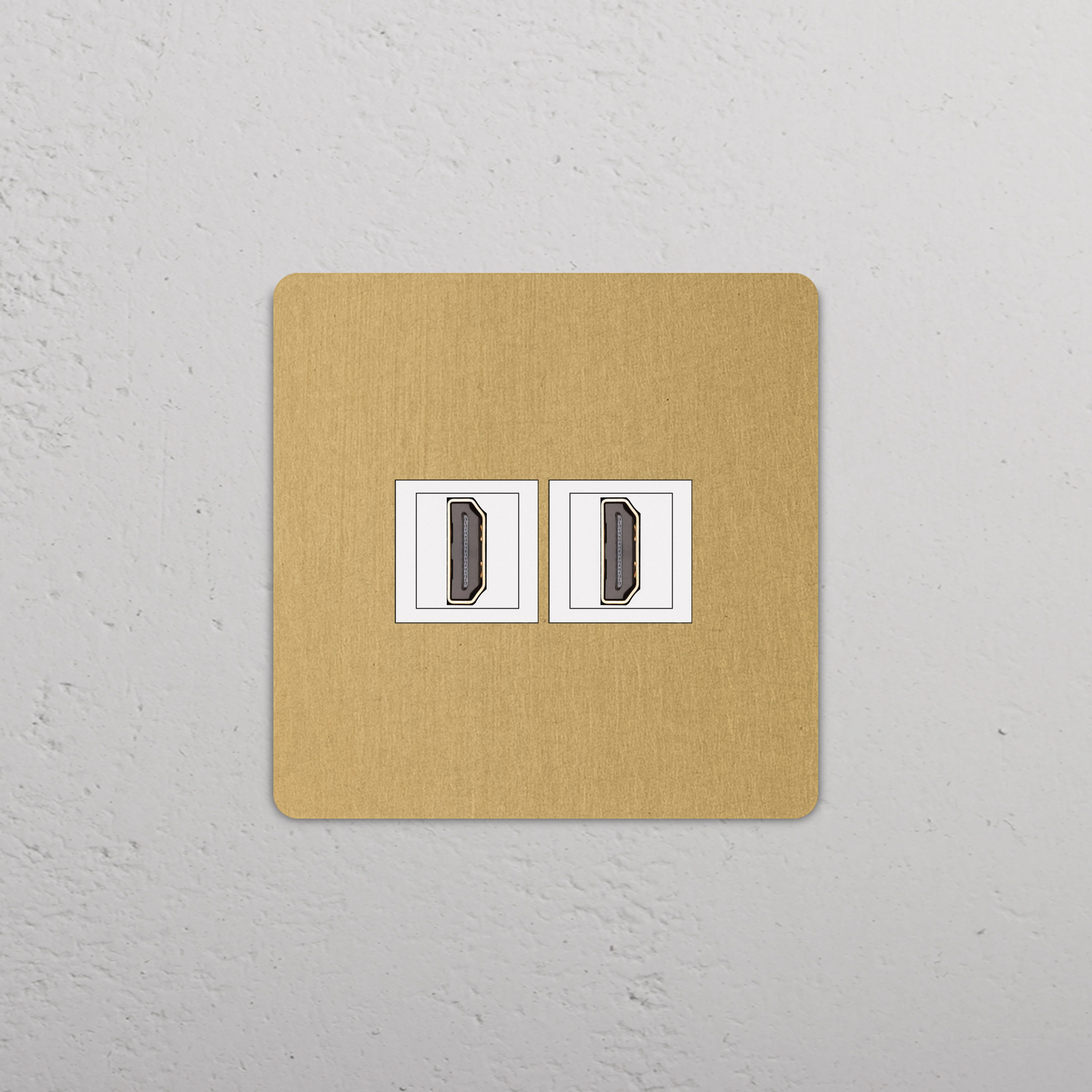 Grove Single 2x HDMI Socket - Antique Brass | White - Image 2