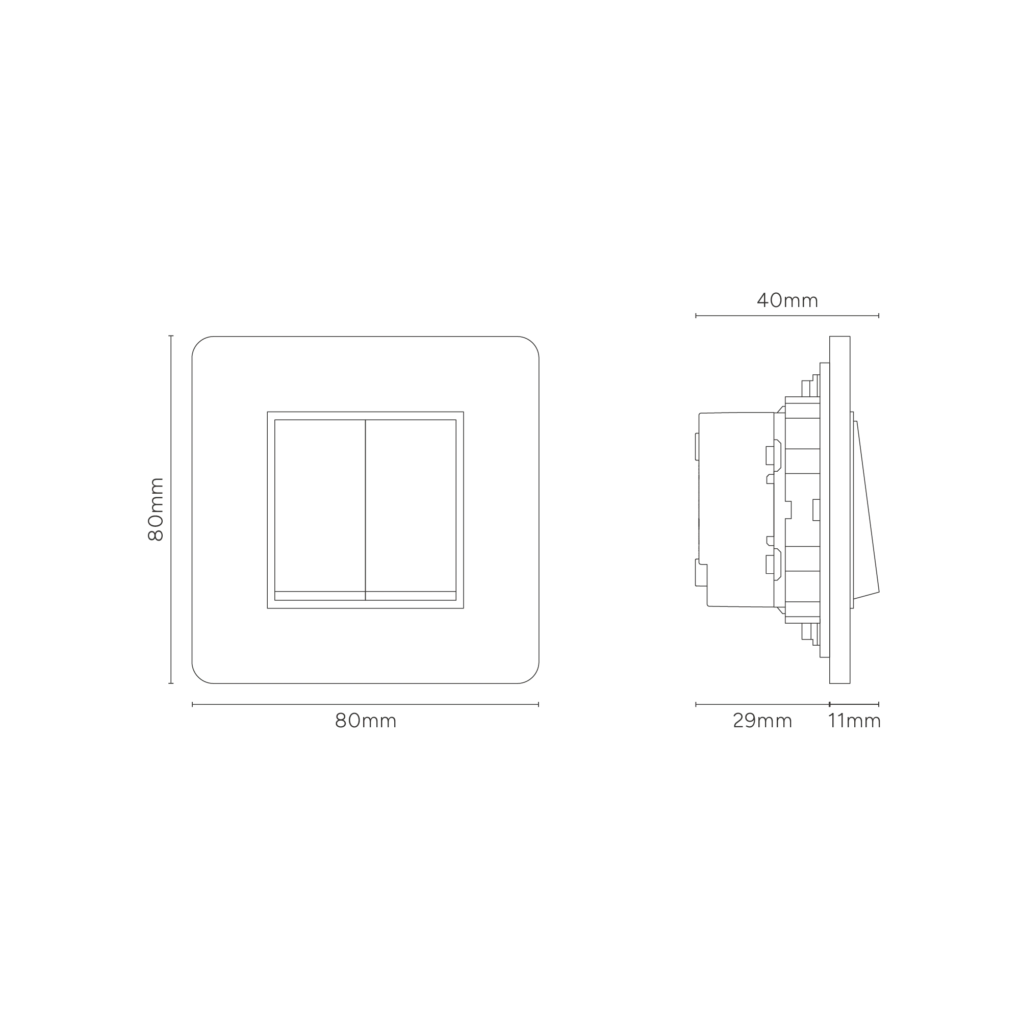 Grove Single 2x Retractive Rocker Switch - Antique Brass | White - Image 3