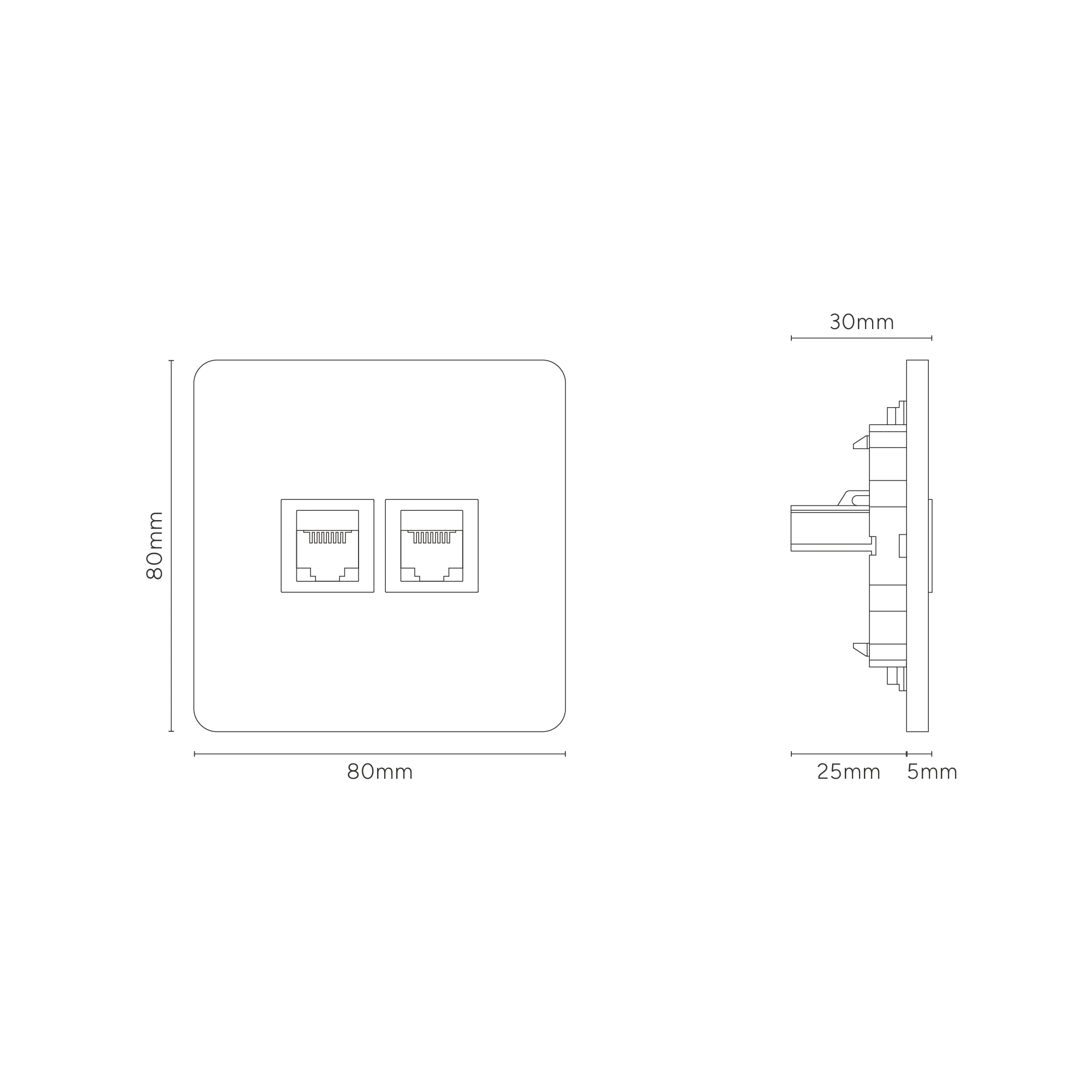 Grove Single 2x RJ45 Socket - Polished Nickel | Black - Image 3