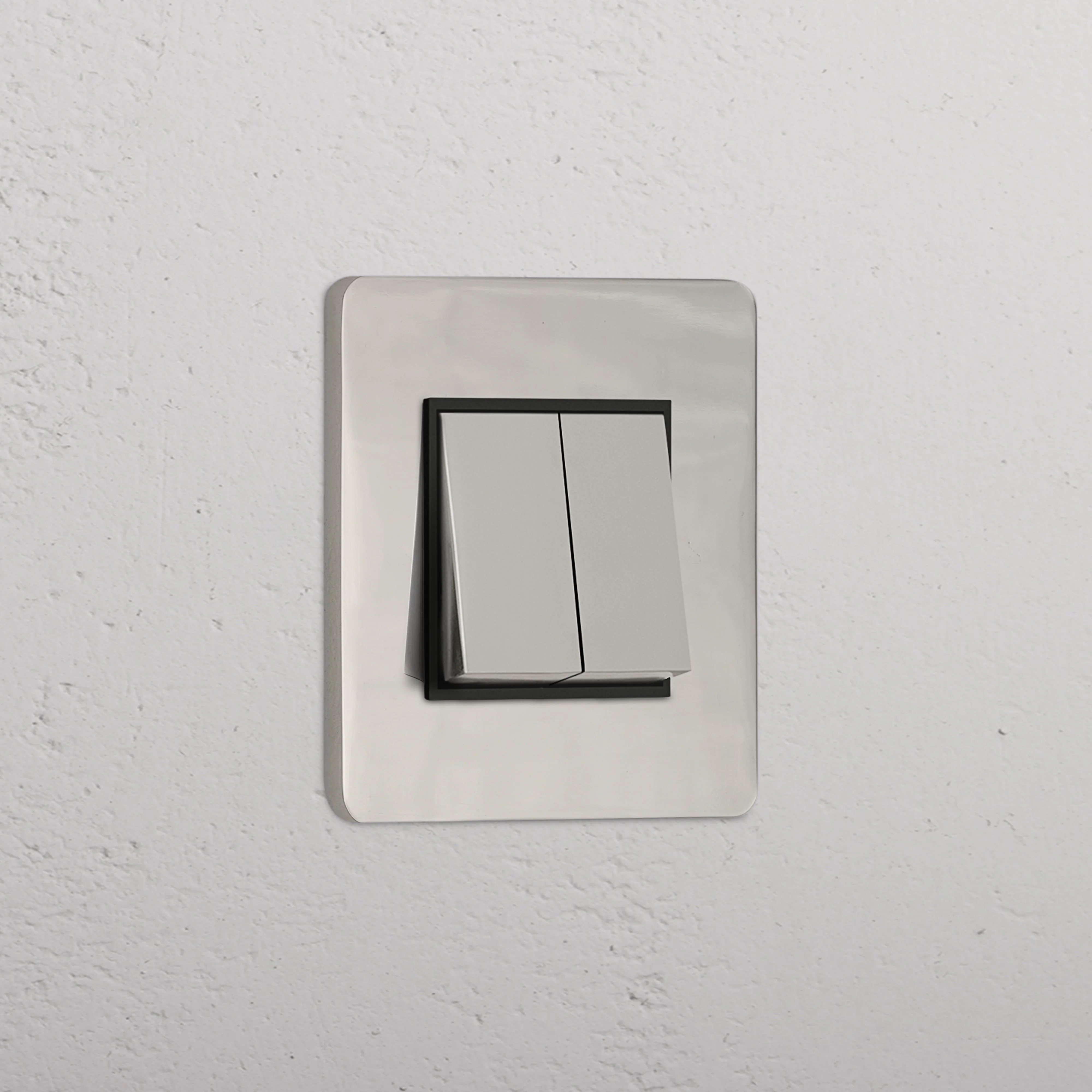 Grove Single 2x Rocker Switch - Polished Nickel | Black