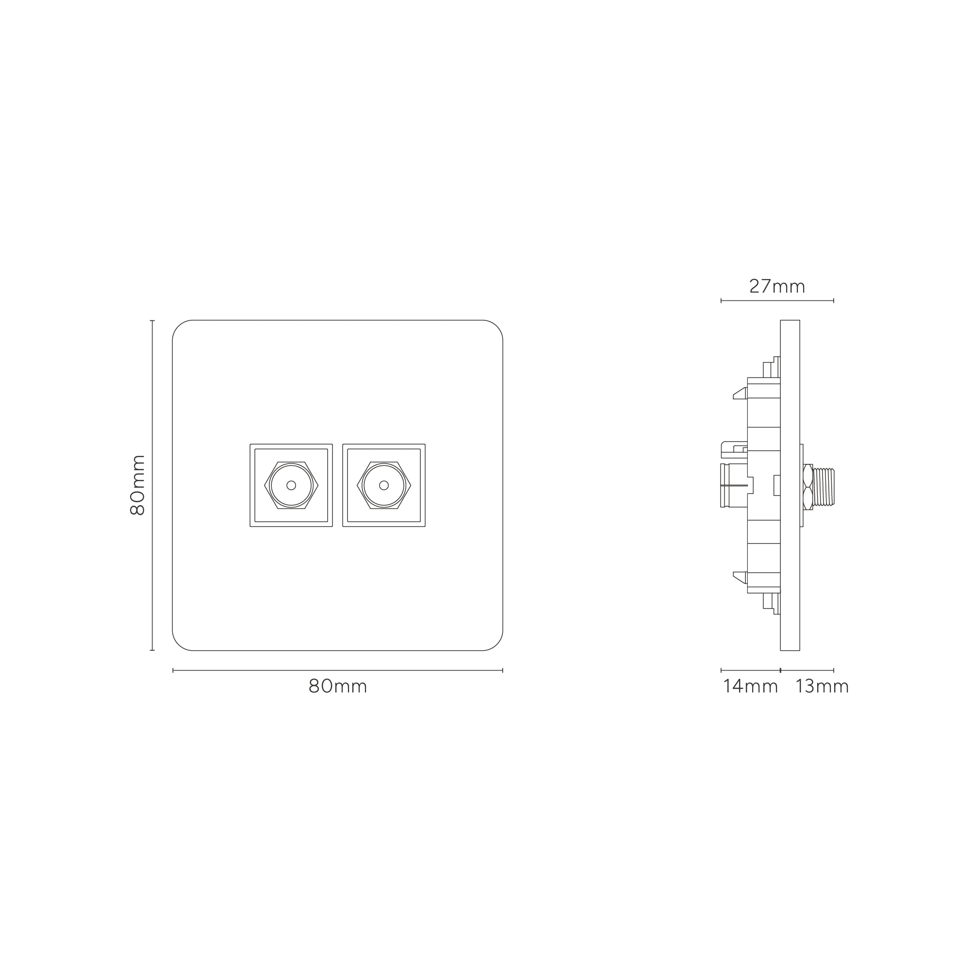 Grove Single 2x Satellite Socket - Bronze | Black - Image 3