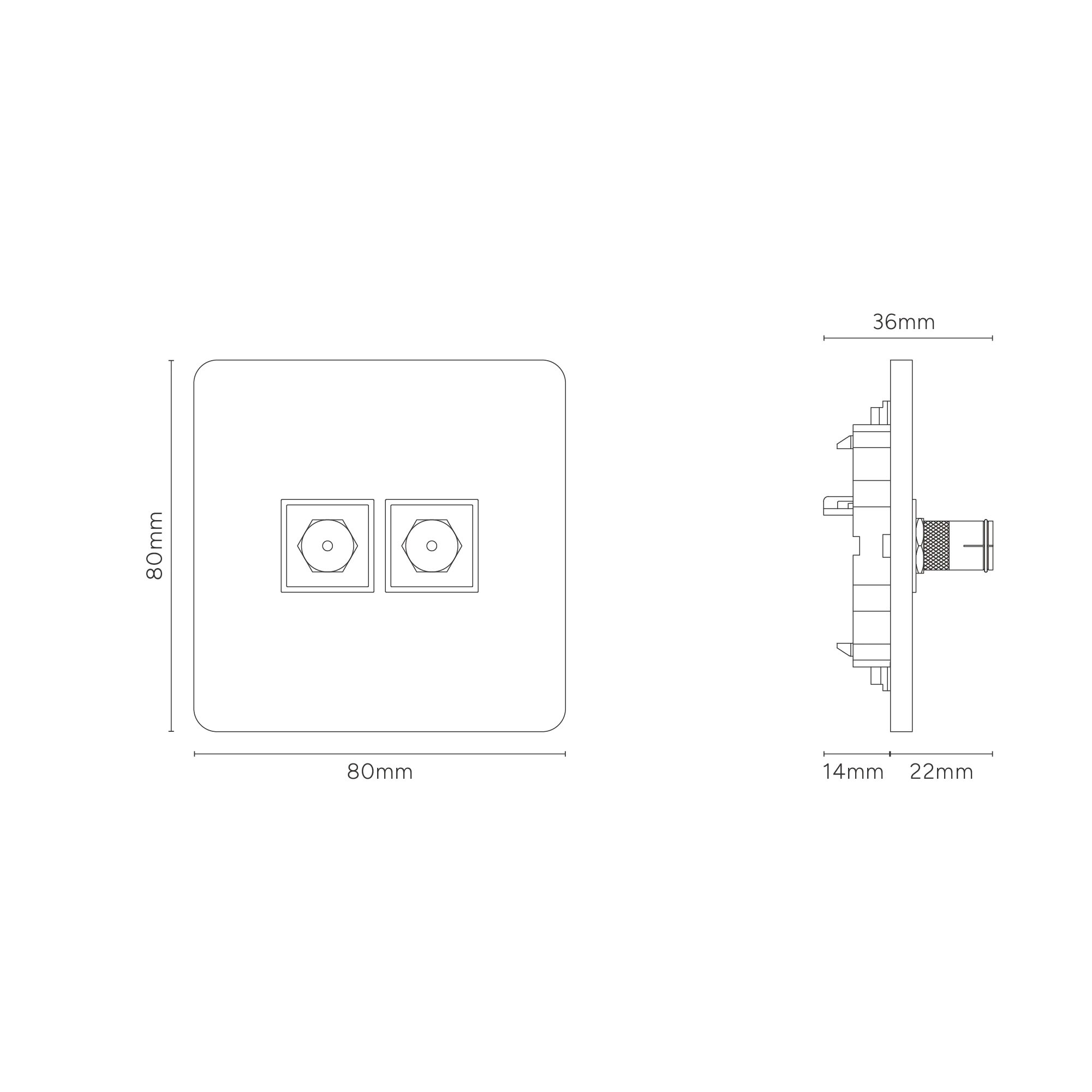 Grove Single 2x TV Socket - Bronze | Black - Image 3