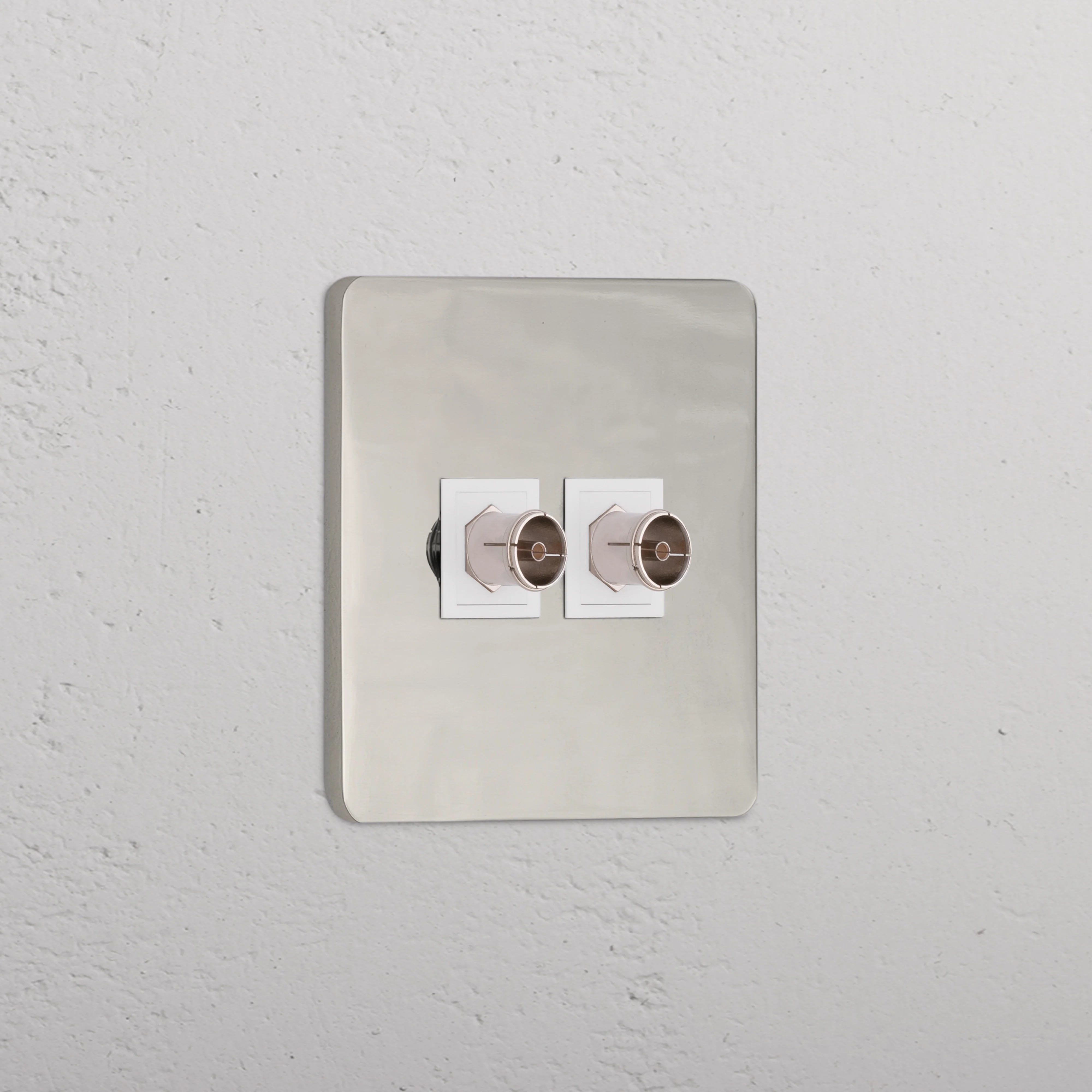 Grove Single 2x TV Socket - Polished Nickel | White