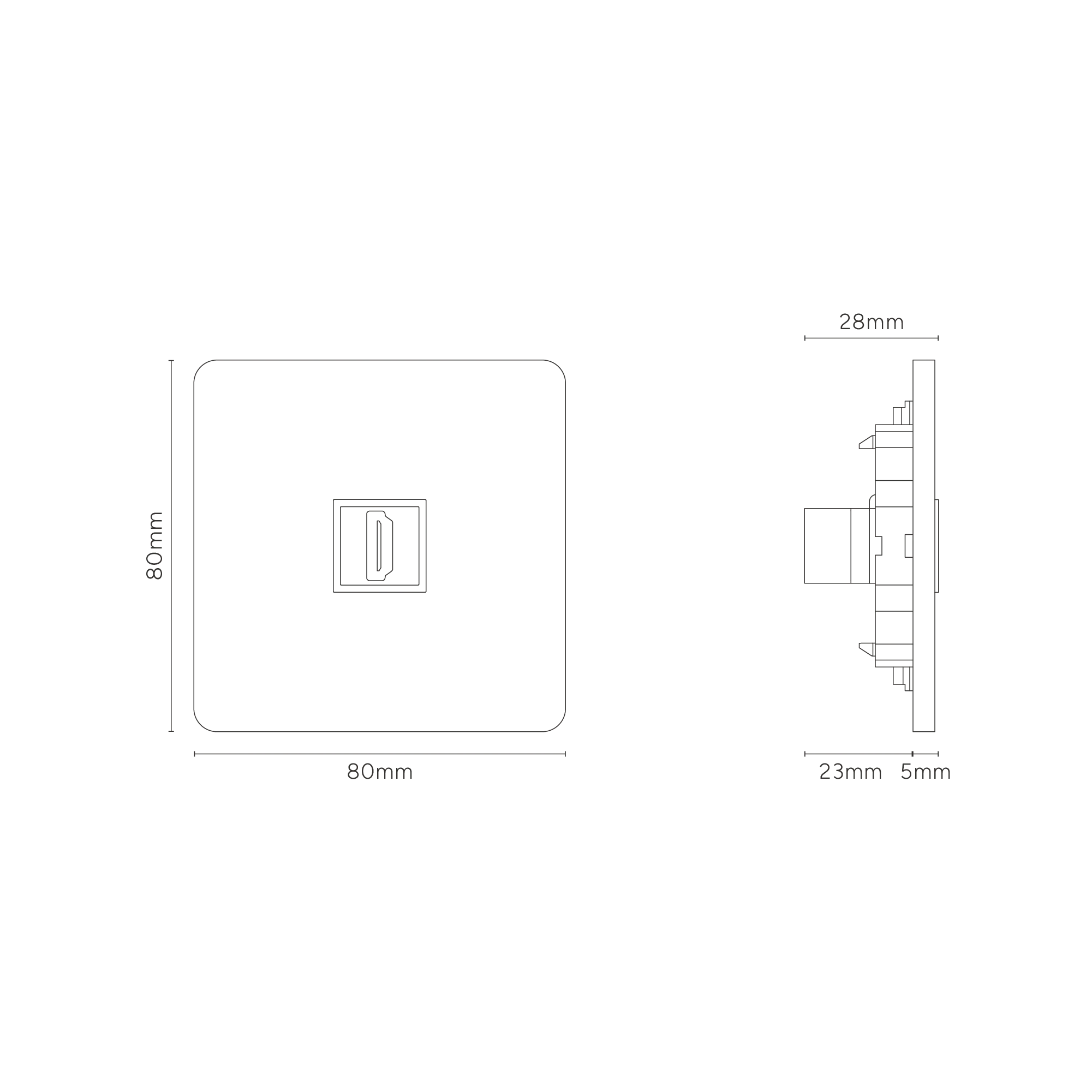 Grove Single HDMI Socket - Antique Brass | White - Image 3