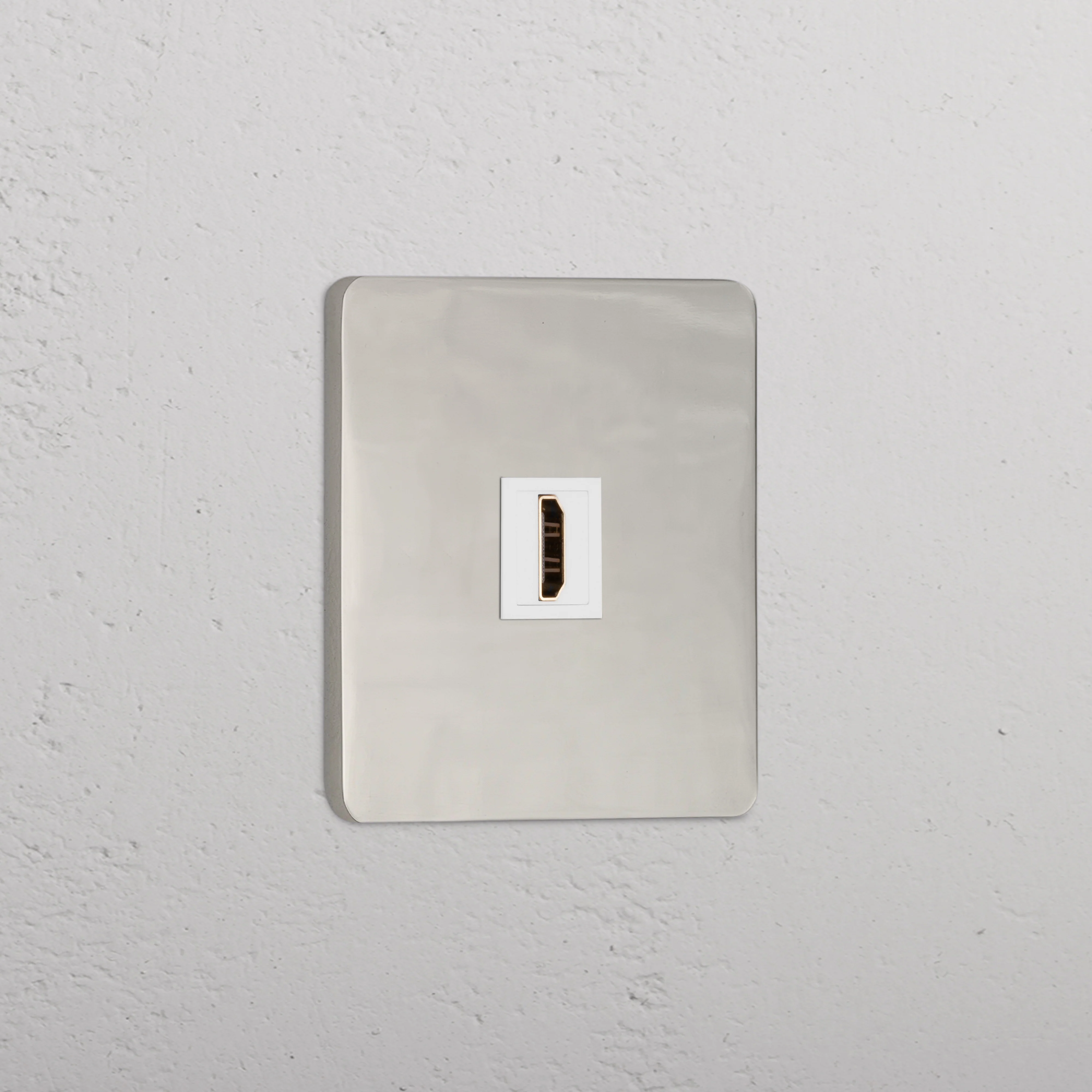 Grove Single HDMI Socket - Polished Nickel | White
