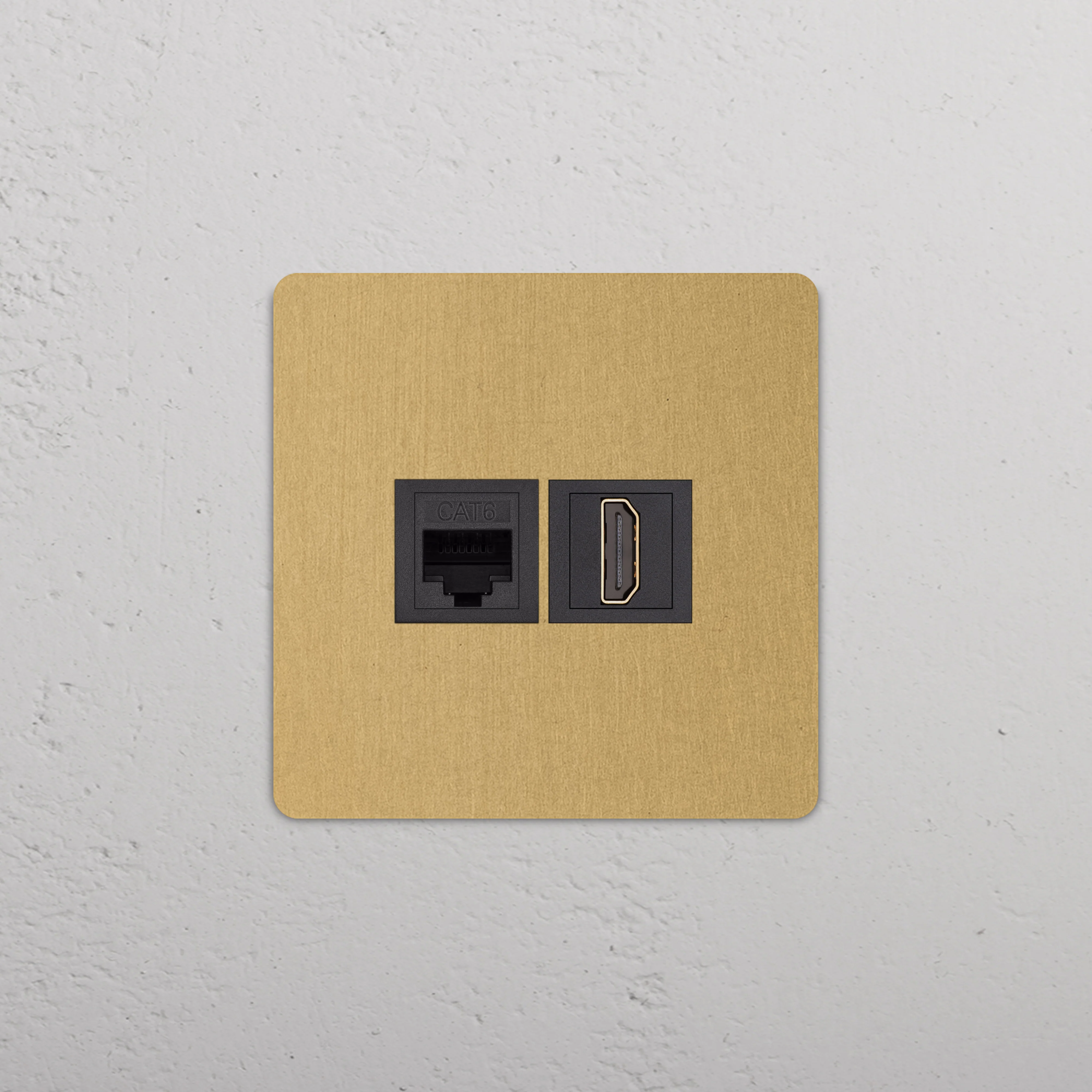 Grove Single RJ45 & HDMI Socket - Antique Brass | Black - Image 2